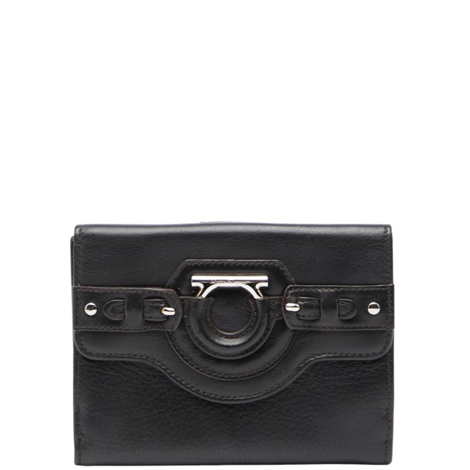 Salvatore Ferragamo Wallet (Bi-Fold) Leather: Salvatore Ferragamo Wallet (Bi-Fold) Leather Black leather bi-fold wallet from Salvatore Ferragamo, measuring 10cm x 12.5cm x 1.5cm, offering a sleek and sophisticated design. This stylish wallet feat