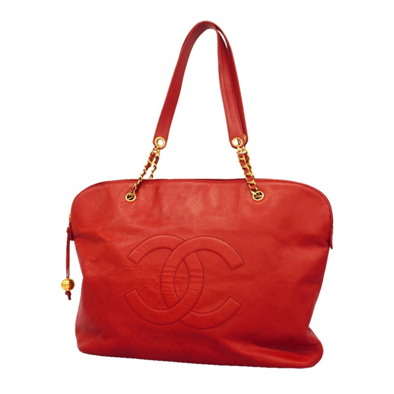 Calfskin Chanel Bag Shoulder: Calfskin Chanel Bag Shoulder Grained calfskin provides a luxurious feel to this iconic Chanel shoulder bag, available in striking red. The gold hardware adds a touch of sophistication, complementing