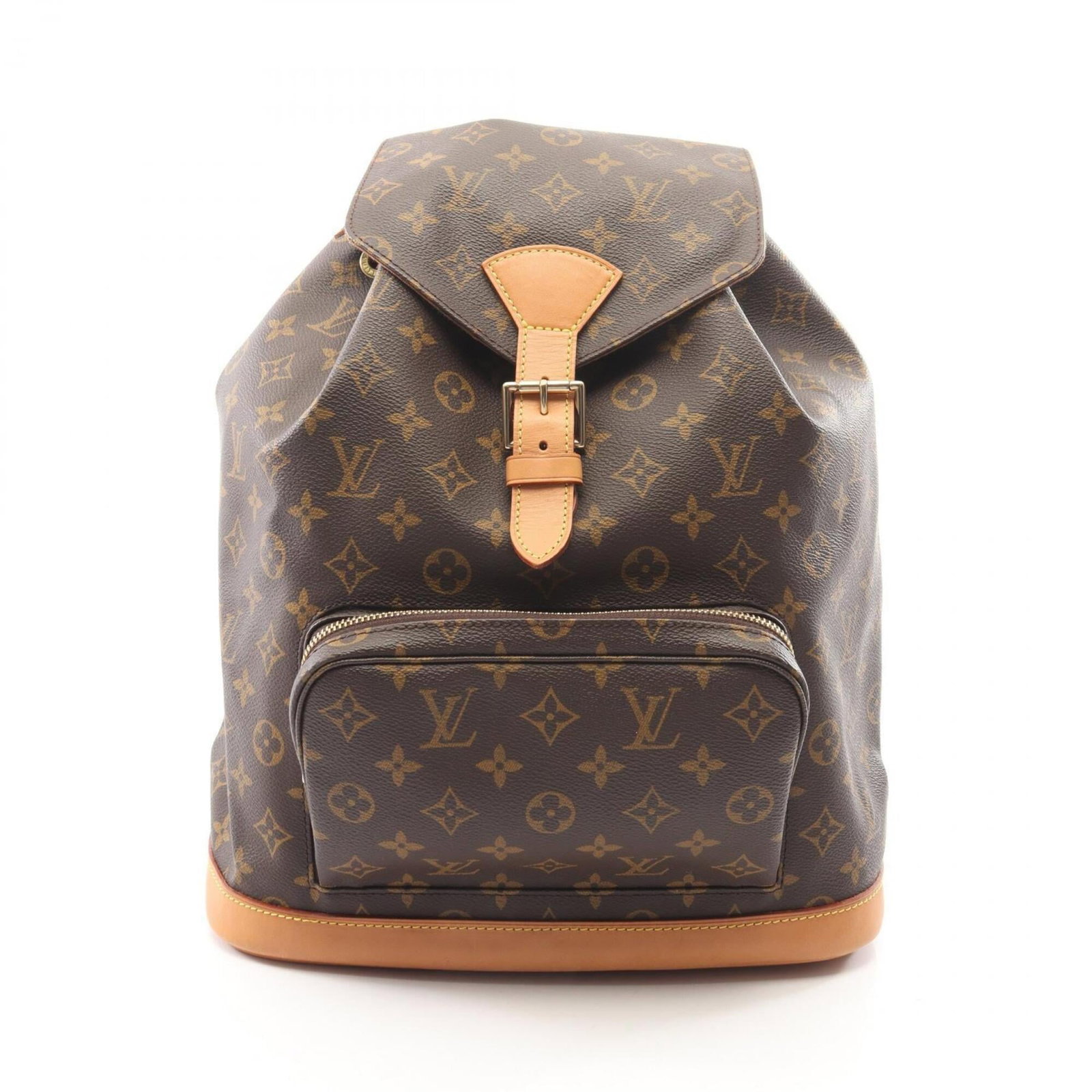 Monogram leather backpack by Louis Vuitton: Monogram leather backpack by Louis Vuitton Brown Monogram Leather Louis Vuitton Backpack, 37cm x 31cm x 13cm. This classic backpack features the iconic monogram pattern in rich brown leather, a timele