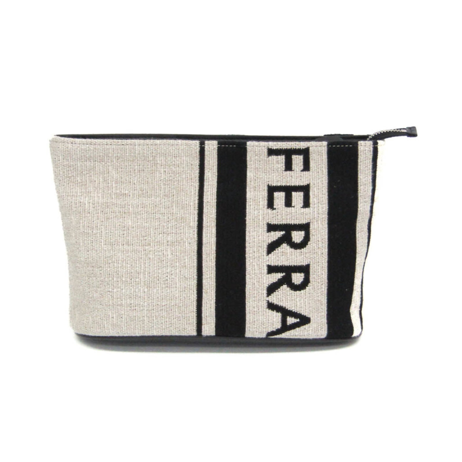 Salvatore Ferragamo leather pouch cotton: Salvatore Ferragamo leather pouch cotton Salvatore Ferragamo leather pouch cotton features a classic design with a beige and black color combination. The logo EE-24 1638 model boasts a timeless look,