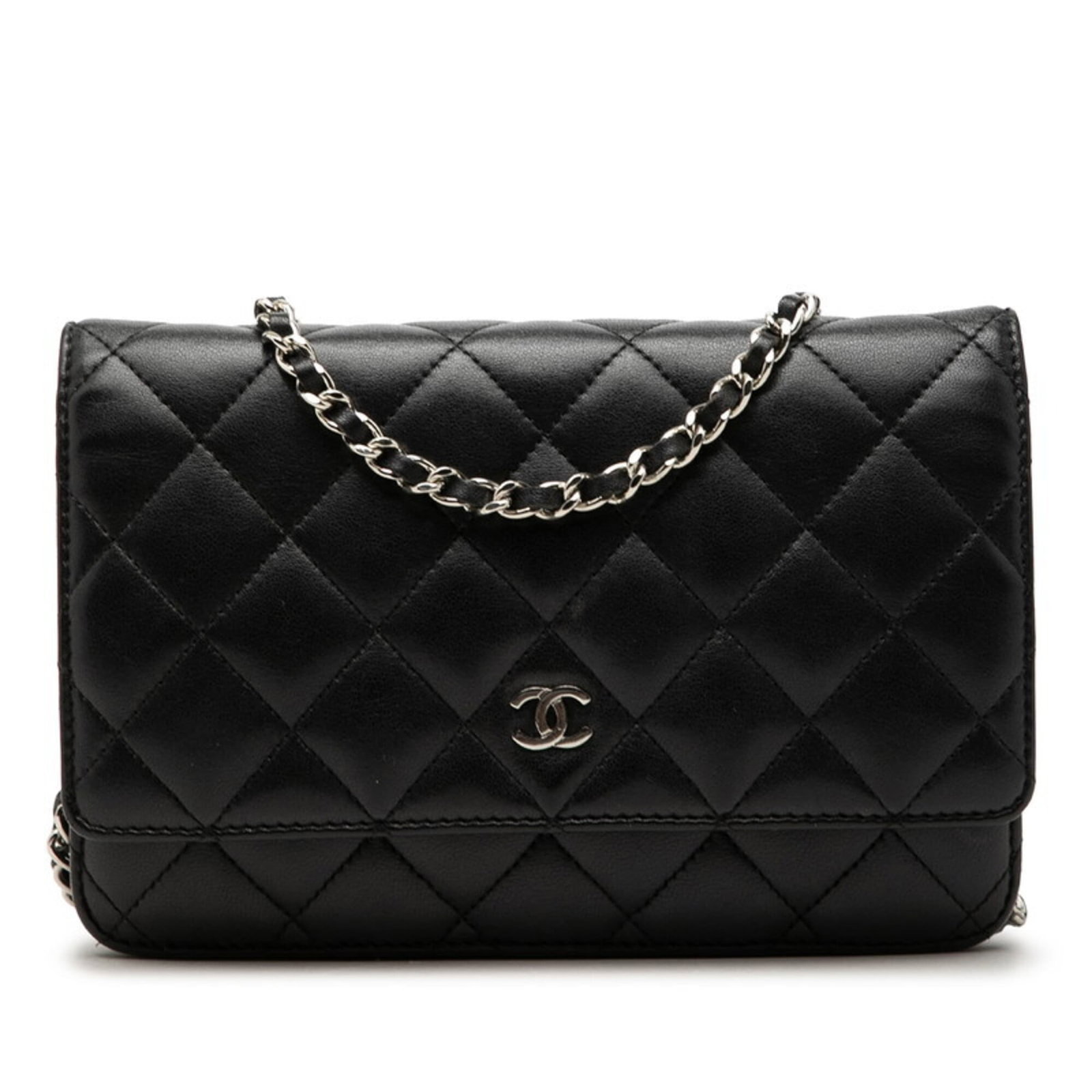 Leather Chanel Shoulder Bag: Leather Chanel Shoulder Bag Black Matelasse Leather Chanel Shoulder Bag with 61cm strap drop, featuring lambskin material and a compact size of 13cm x 19cm x 4cm. This stylish shoulder bag is made