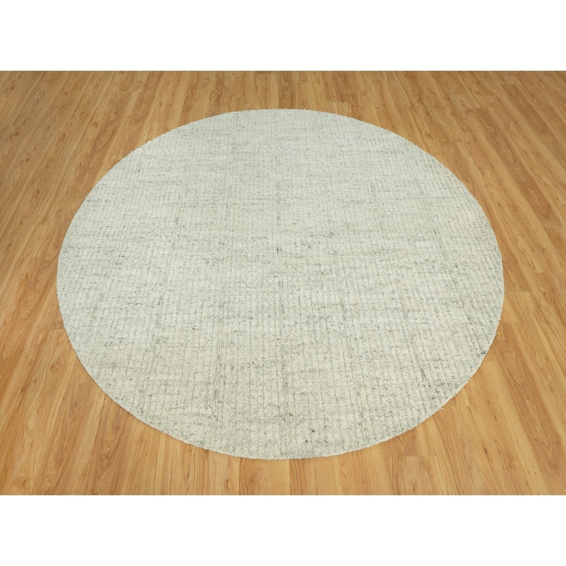 8'x8' Gray Wool Cord Collection Plain Hand Woven Flat Weave Round Rug: 8'x8' Gray Wool Cord Collection Plain Hand Woven Flat Weave Round Rug 8'x8' Gray Wool Cord Collection Plain Hand Woven Flat Weave Round Rug. This 100% wool rug boasts a striking gray color and feature