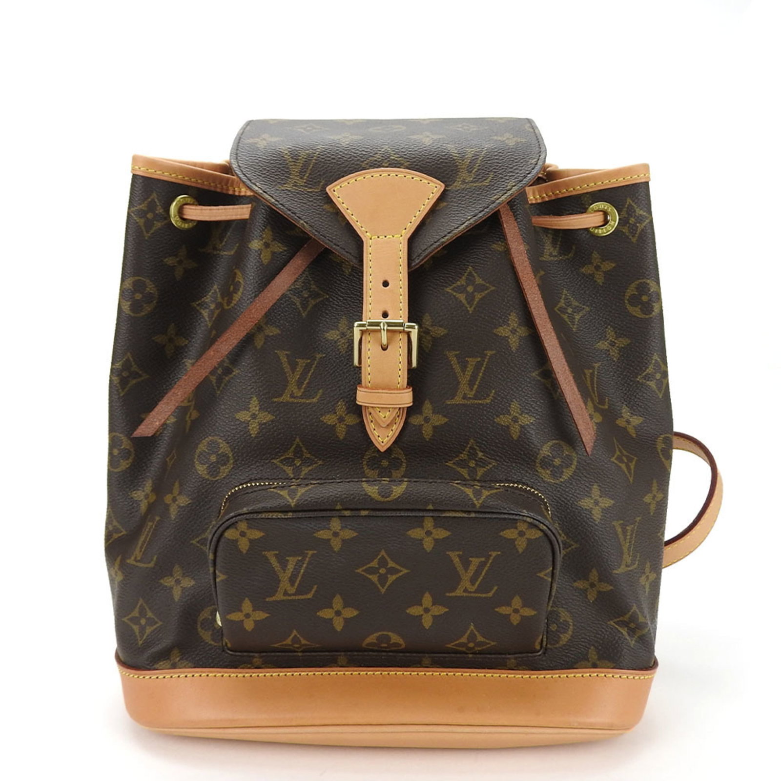 Louis Vuitton Backpack Monogram: Louis Vuitton Backpack Monogram Monogram pattern adorns the exterior of this Louis Vuitton backpack, adding visual interest to its sleek design. The sturdy monogram closure and adjustable strap
