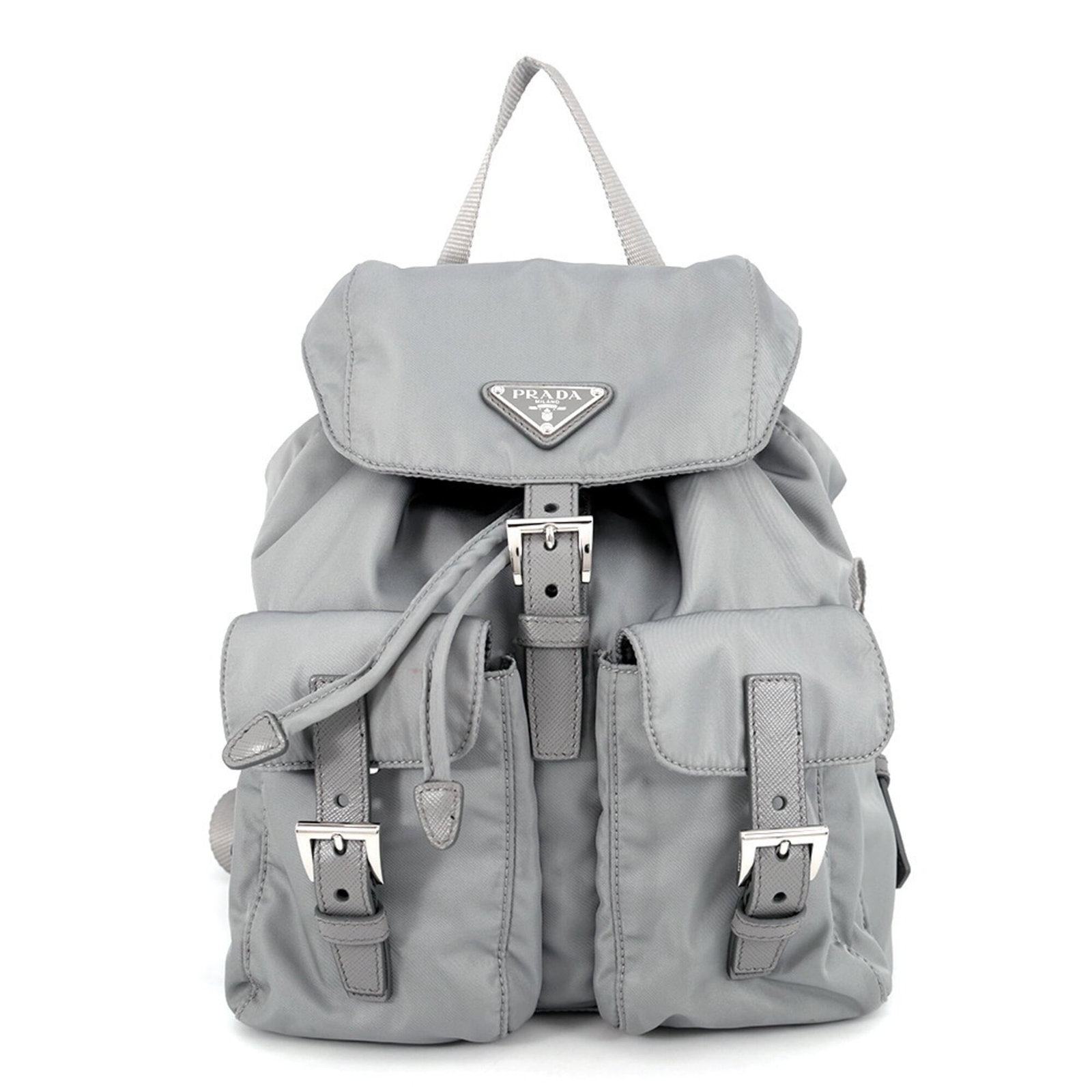 Prada Handbag Nylon Leather: Prada Handbag Nylon Leather Saffiano leather construction adds durability to this Prada handbag, while the nylon exterior provides a sleek and modern look. The bag's compact size makes it perfect for