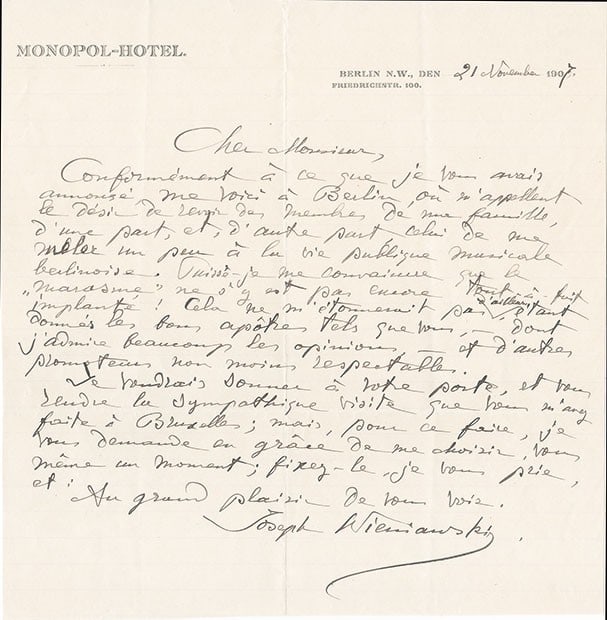 Jozef Wieniawski Signed Letter Autograph Rare Polish Composer Pianist (1 of 1)