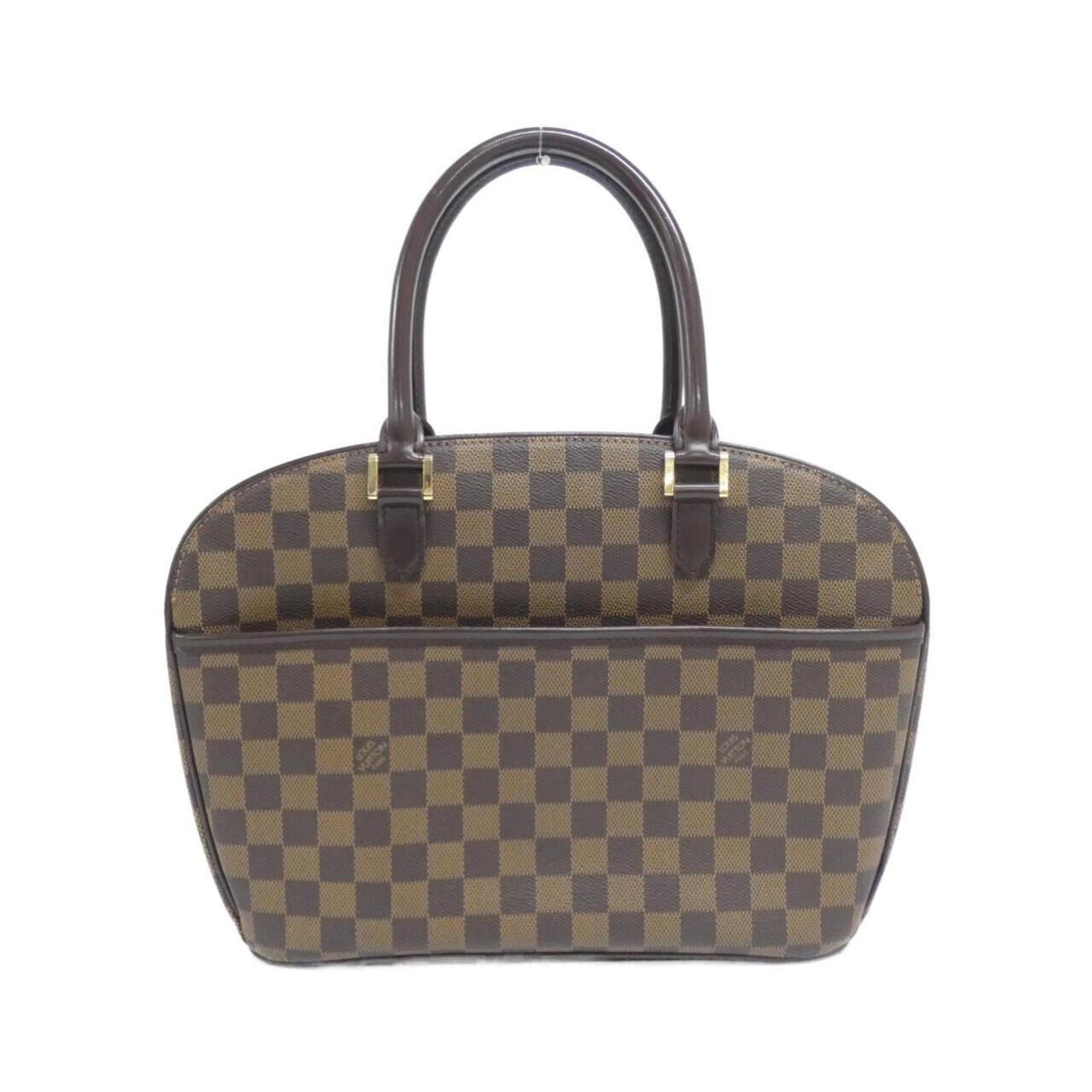 Handbag Coated Canvas by Louis Vuitton: Handbag Coated Canvas by Louis Vuitton Coated canvas Damier pattern, Ebene finish, and signature make this Louis Vuitton handbag stand out. Measuring 25cm x 29cm x 10cm, it comes with a dust bag for a