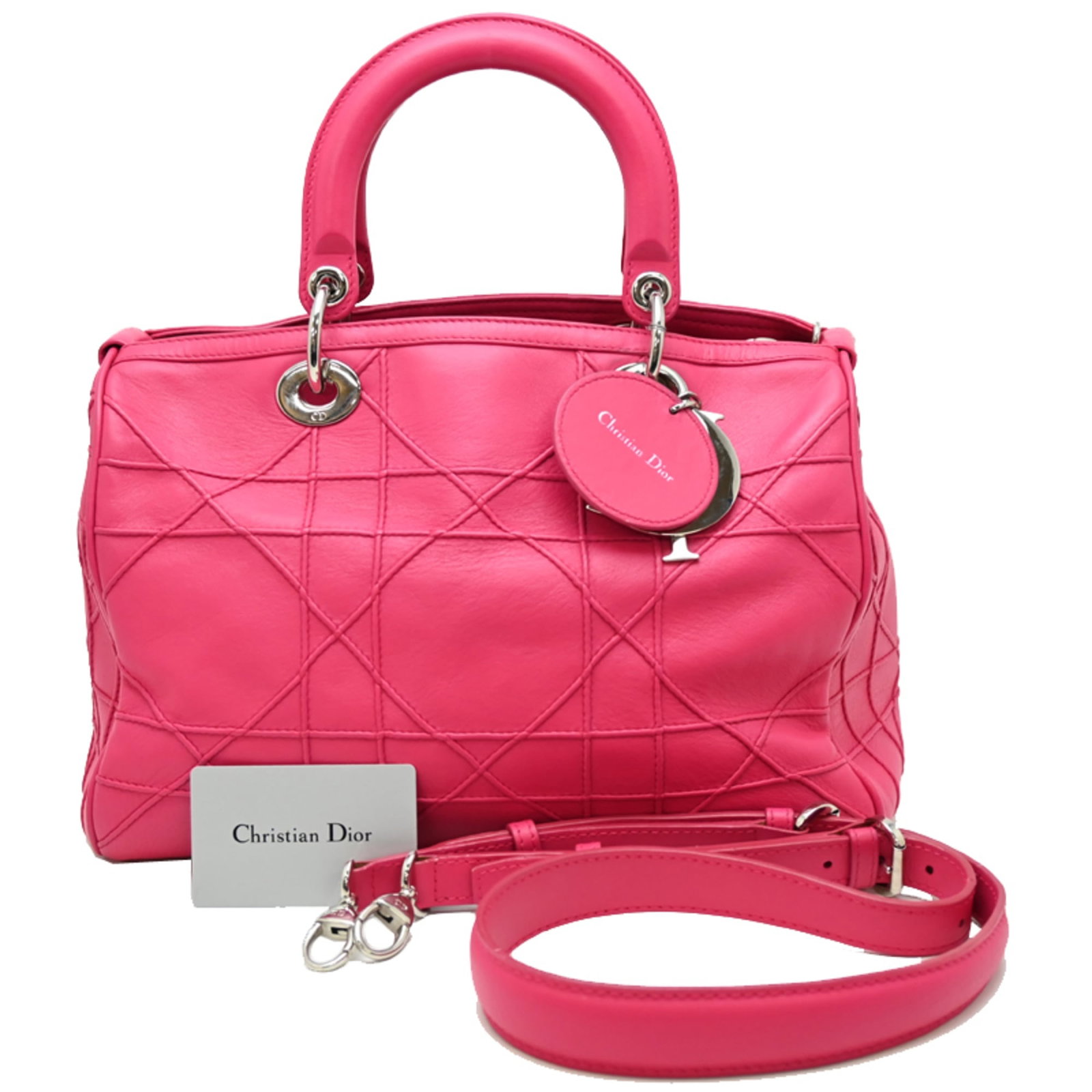 Handbag Leather Dior Christian: Handbag Leather Dior Christian Item Specifics: Brand: Christian Dior Country of Origin: Italy Type: Handbag Material: Leather Color: Pink Gender: Women Size (HxWxD): 24cm x 31cm x 17cm / 9.44'' x