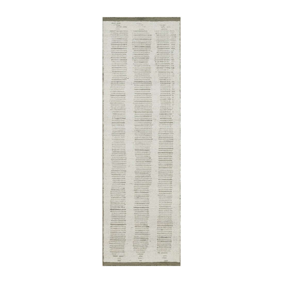 2'6"x8' Ivory Flat Weave Natural Wool Hand Woven Textured Pile Runner Rug: 2'6"x8' Ivory Flat Weave Natural Wool Hand Woven Textured Pile Runner Rug This stunning ivory flat weave natural wool hand woven textured pile runner rug boasts an elegant geometric design,