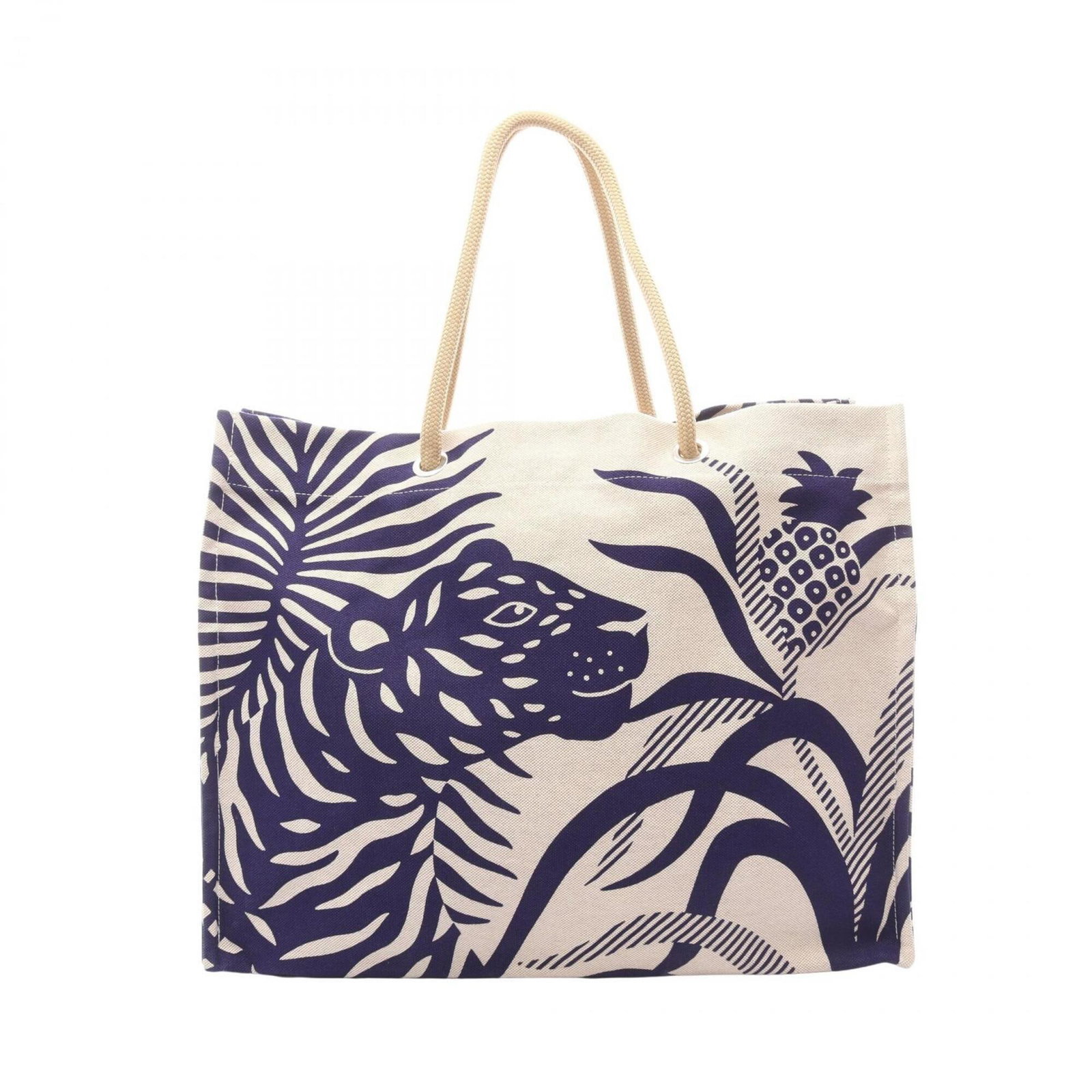 Beach bag handbag tote from canvas: Beach bag handbag tote from canvas Canvas tote bag from Hermes, featuring a classic design with beige and navy colors. Made from high-quality canvas material, this versatile bag measures 38cm x 47cm