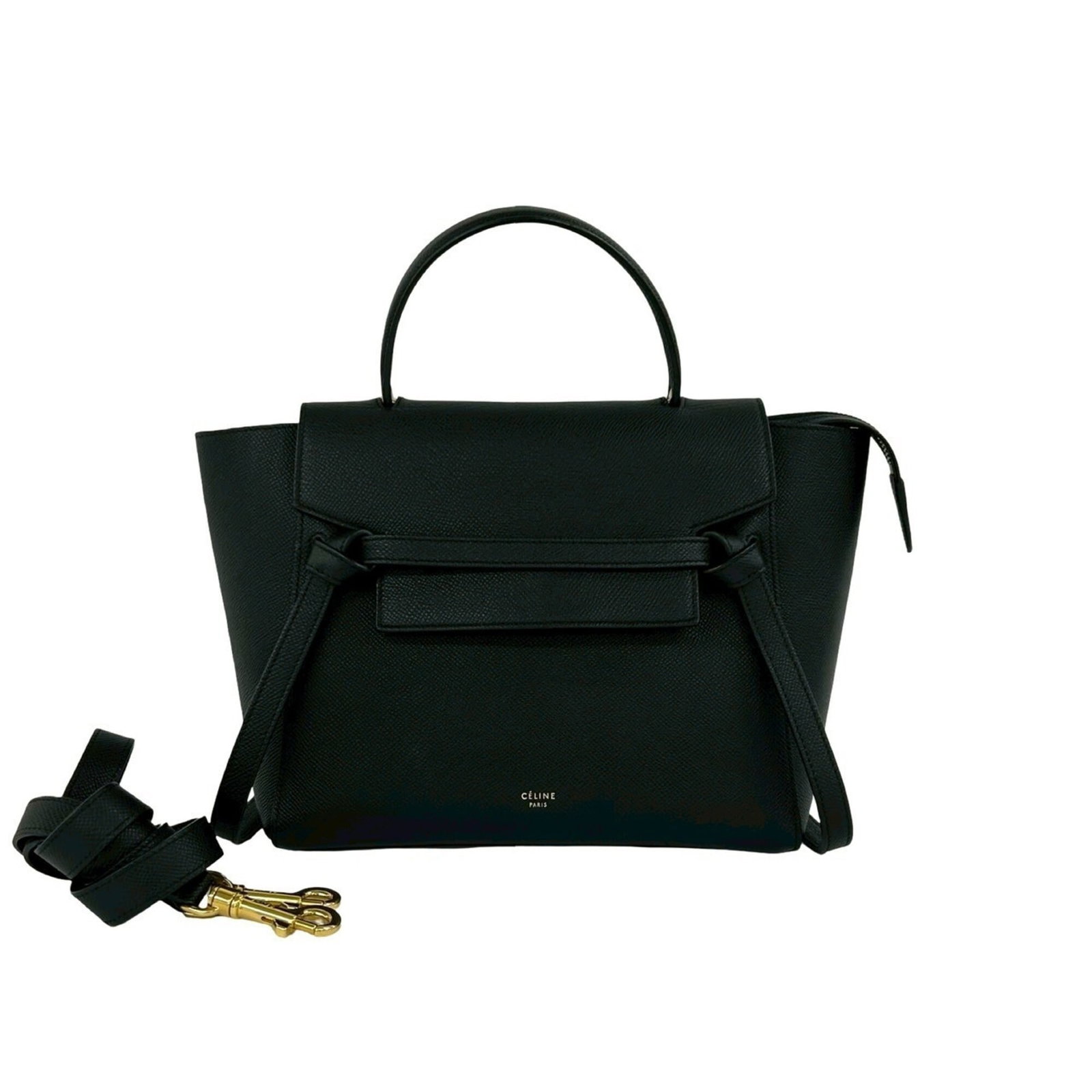 Shoulder Bag Handbag Leather Celine: Shoulder Bag Handbag Leather Celine Black leather Celine shoulder bag with dimensions 23cm x 24.5cm x 14cm, offering a sleek and stylish design. This black leather handbag features a classic shape