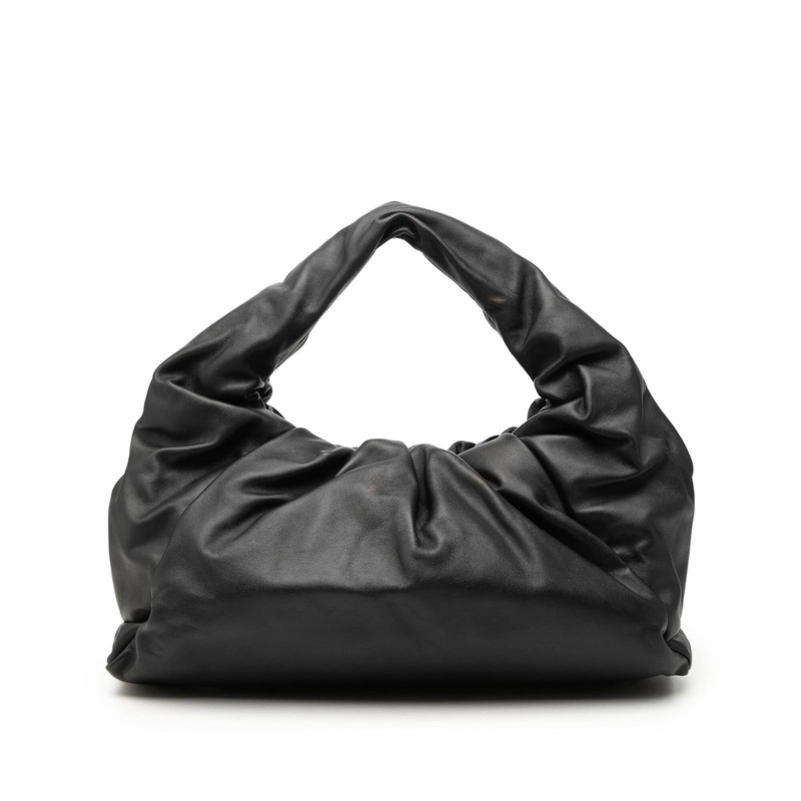 Veneta Leather Handbag Bottega: Veneta Leather Handbag Bottega Bottega Veneta's iconic leather handbag boasts sleek black design and precise measurements, measuring 18cm x 37cm x 6.5cm. The bag's classic style is complemented by