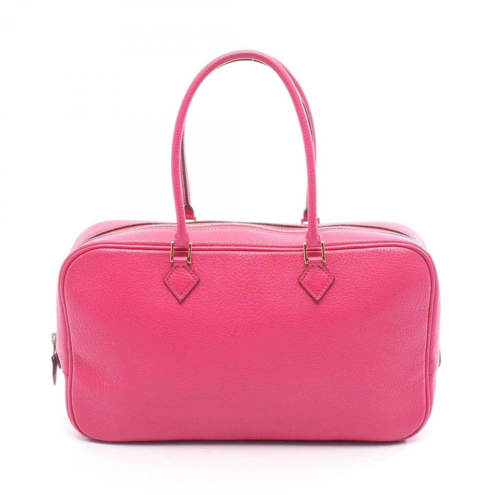 Hermes Handbag Chevre Leather: Hermes Handbag Chevre Leather Chevre leather handbag from Hermes, featuring pink color and compact size. Made with high-quality chevre leather, this bag measures 16cm x 28cm x 6.5cm. Its unique
