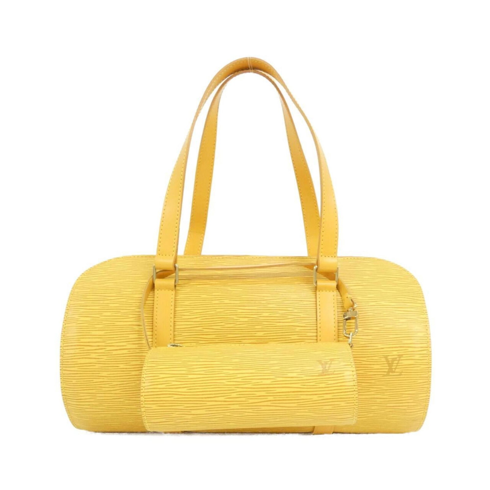Pouch Leather Louis Vuitton Handbag: Pouch Leather Louis Vuitton Handbag Pouch Leather Louis Vuitton Handbag - A stylish and compact accessory, this yellow calf leather handbag features gold hardware and measures 16cm x 31cm x 16cm. The