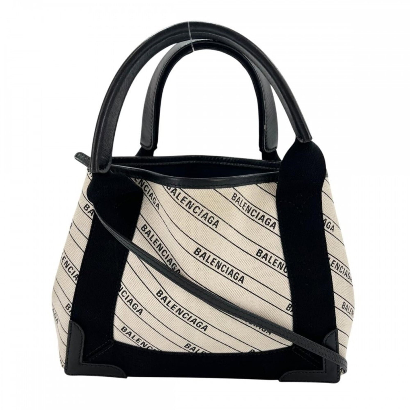 Balenciaga Handbag Pouch Shoulder Bag Leather Canvas: Balenciaga Handbag Pouch Shoulder Bag Leather Canvas Black and white canvas and leather Balenciaga shoulder bag with clean lines and minimalist design, measuring 19cm x 28cm x 6cm. This stylish pouch