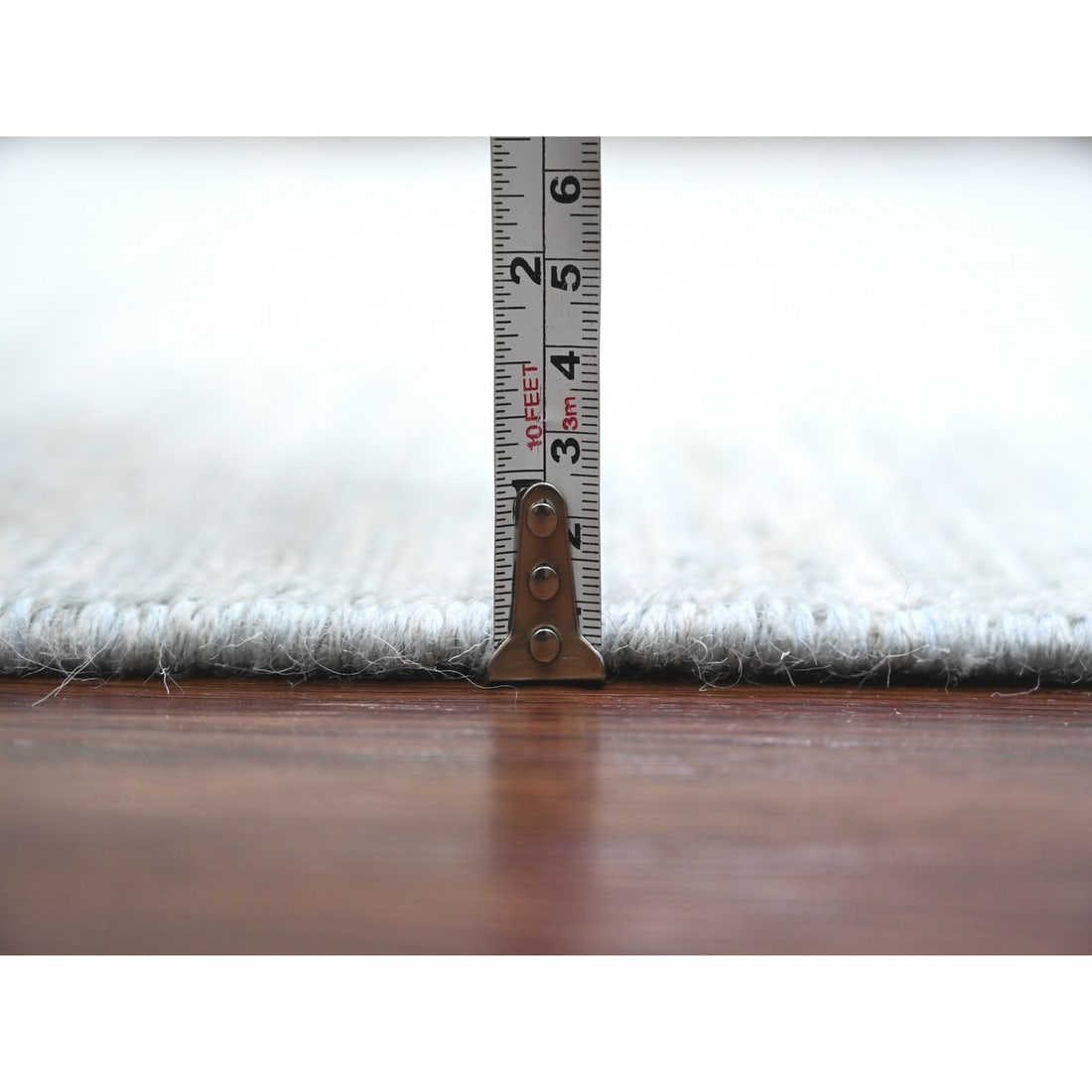 8'6"x11'5" Cloud Gray Hand Knotted Plain Solid Pattern Ghazni Wool Rug - 10