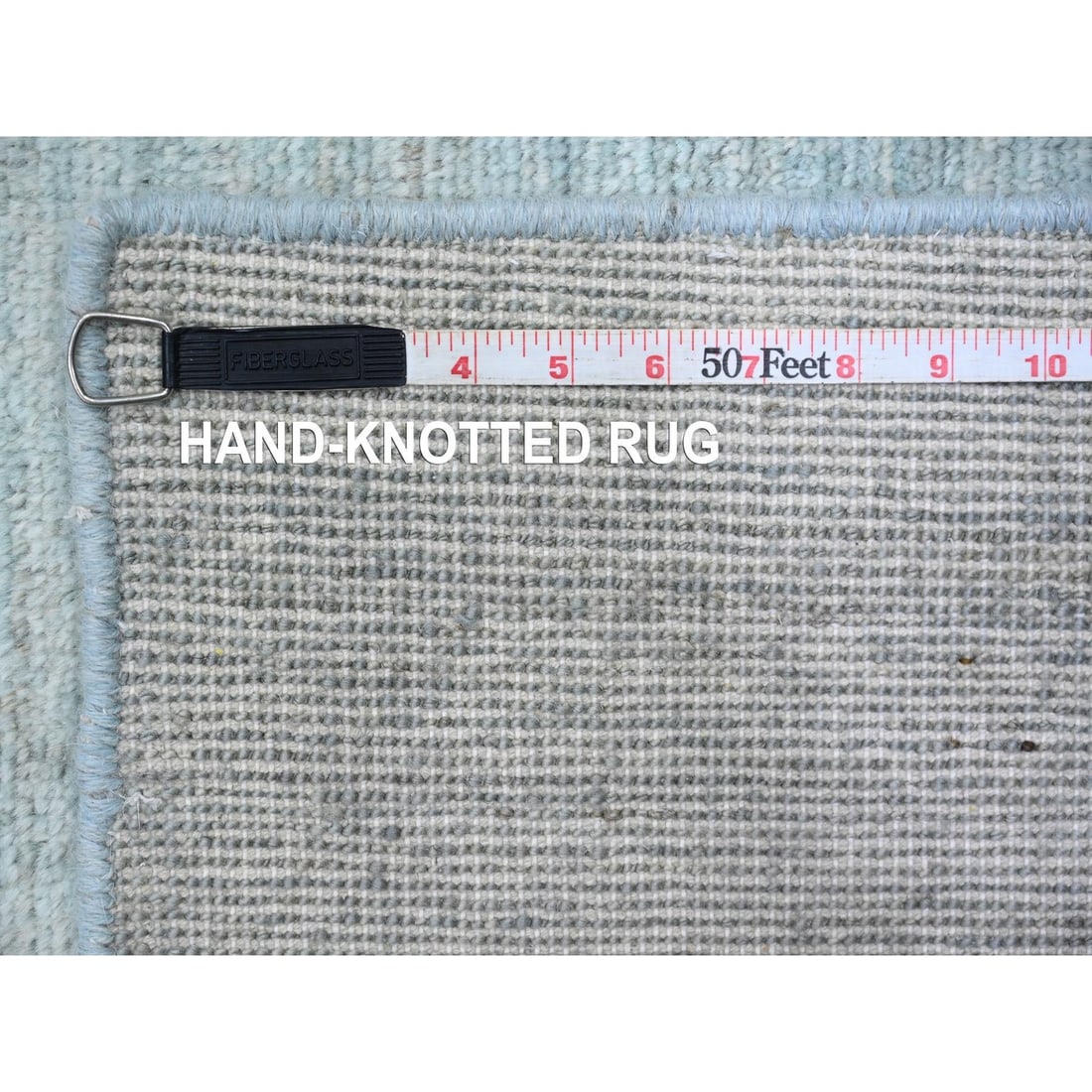 8'6"x11'5" Cloud Gray Hand Knotted Plain Solid Pattern Ghazni Wool Rug - 11