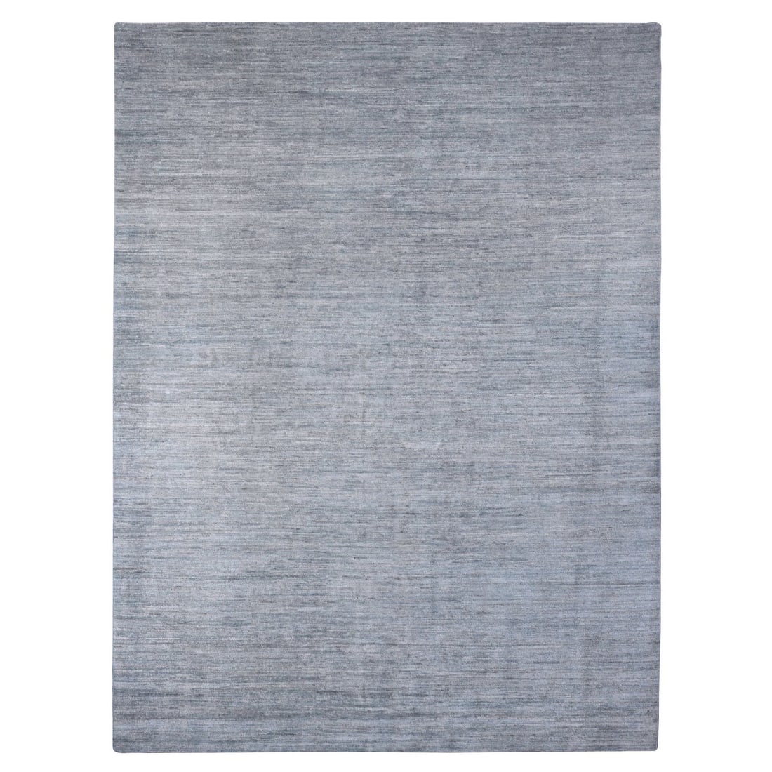 8'6"x11'5" Cloud Gray Hand Knotted Plain Solid Pattern Ghazni Wool Rug: 8'6"x11'5" Cloud Gray Hand Knotted Plain Solid Pattern Ghazni Wool Rug Hand-knotted in traditional Afghan technique, this stunning Cloud Gray Ghazni Wool Rug boasts a simple yet elegant solid pattern.