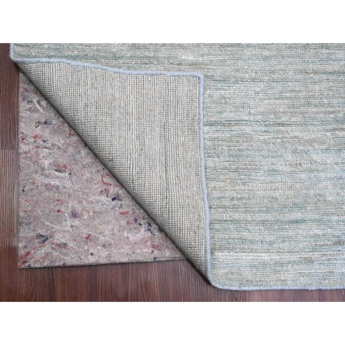 8'6"x11'5" Cloud Gray Hand Knotted Plain Solid Pattern Ghazni Wool Rug - 4