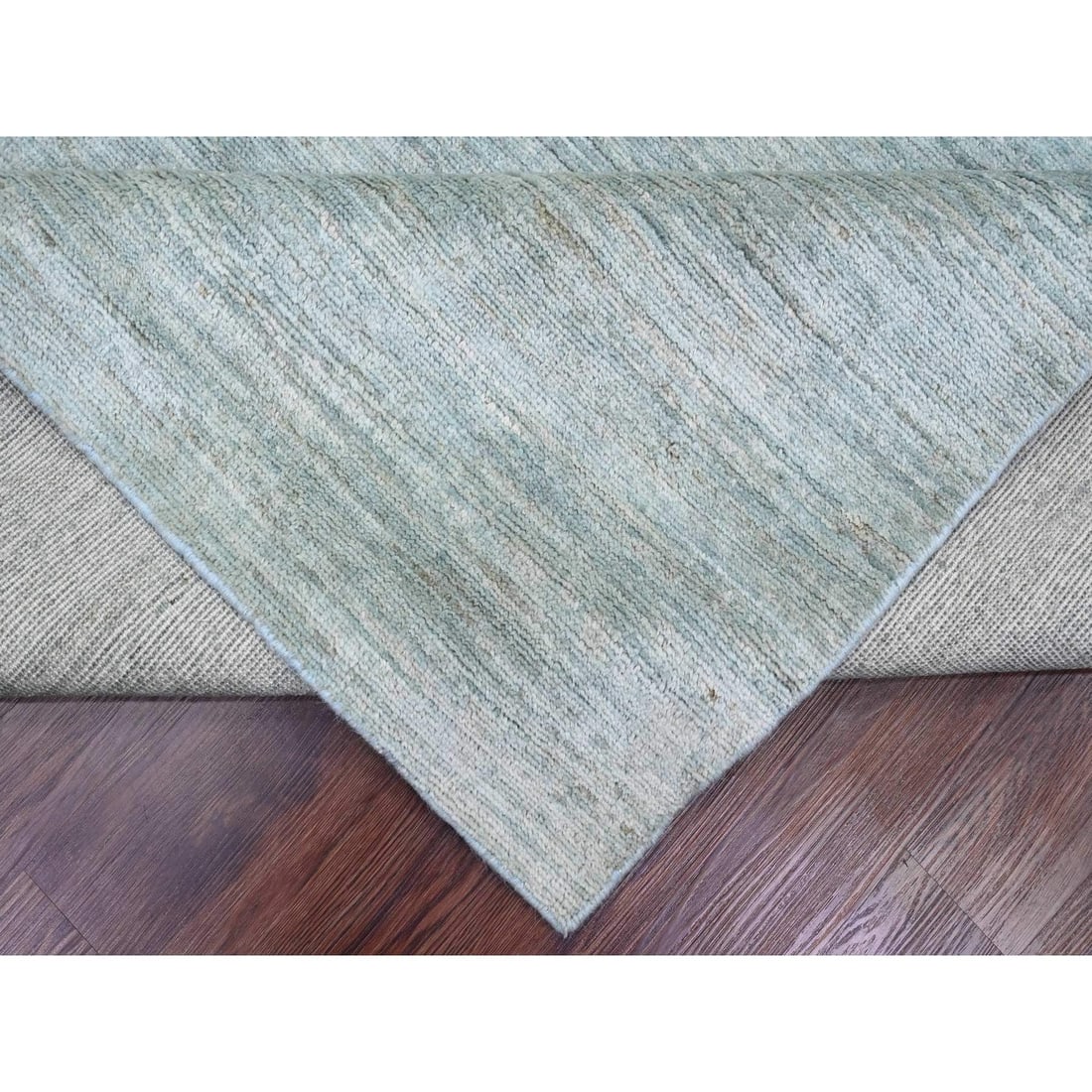 8'6"x11'5" Cloud Gray Hand Knotted Plain Solid Pattern Ghazni Wool Rug - 6