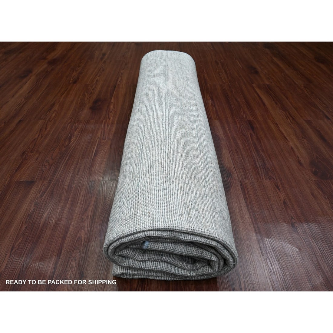 8'6"x11'5" Cloud Gray Hand Knotted Plain Solid Pattern Ghazni Wool Rug - 9