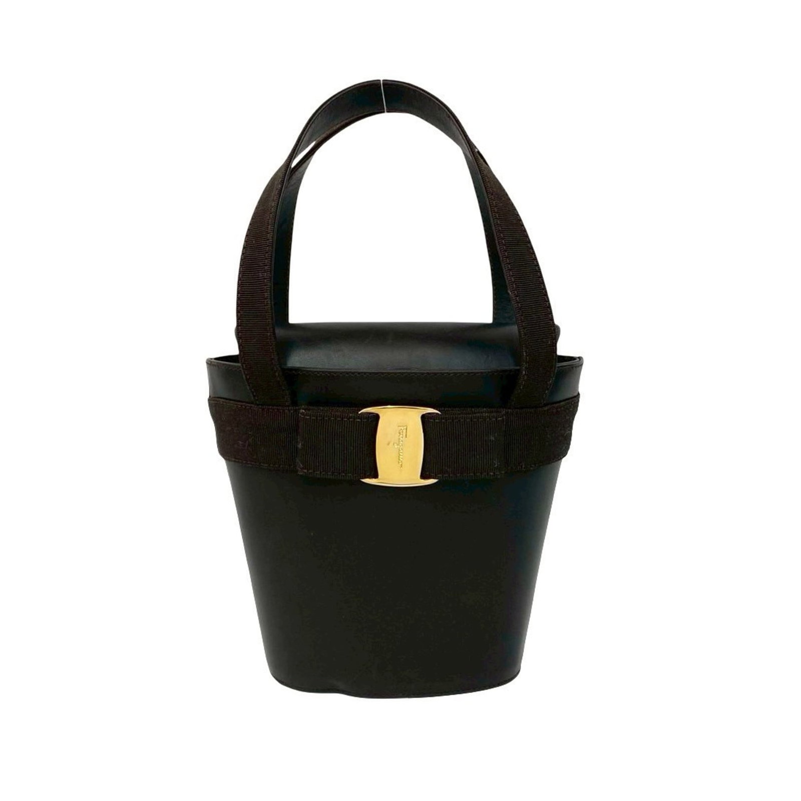 Salvatore Ferragamo leather tote bag: Salvatore Ferragamo leather tote bag Brown leather Salvatore Ferragamo tote bag with dimensions 16.5cm x 13.5cm x 8cm, featuring high-quality craftsmanship and classic design. The bag's sturdy