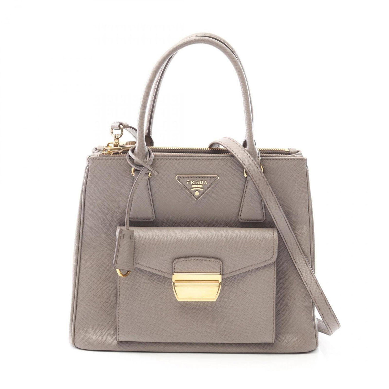 Prada Handbag Leather: Prada Handbag Leather Saffiano leather Prada handbag with shoulder strap, measuring 22cm x 28cm x 11cm. The bag features a classic design and premium leather construction. A versatile accessory for ev