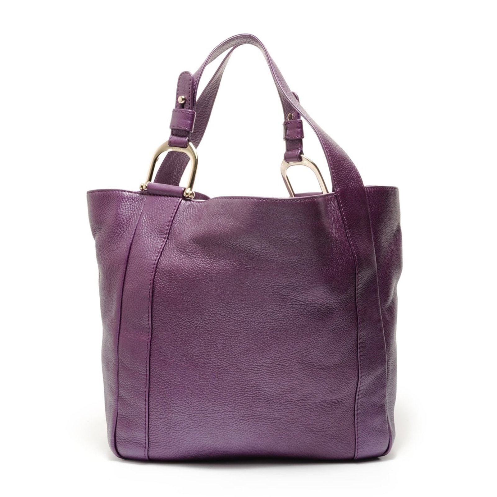 Bag Gucci Leather Tote: Bag Gucci Leather Tote Gucci's iconic leather tote boasts a rich purple hue, complemented by its sturdy dimensions and sleek design. With a spacious interior and adjustable handle drop, this