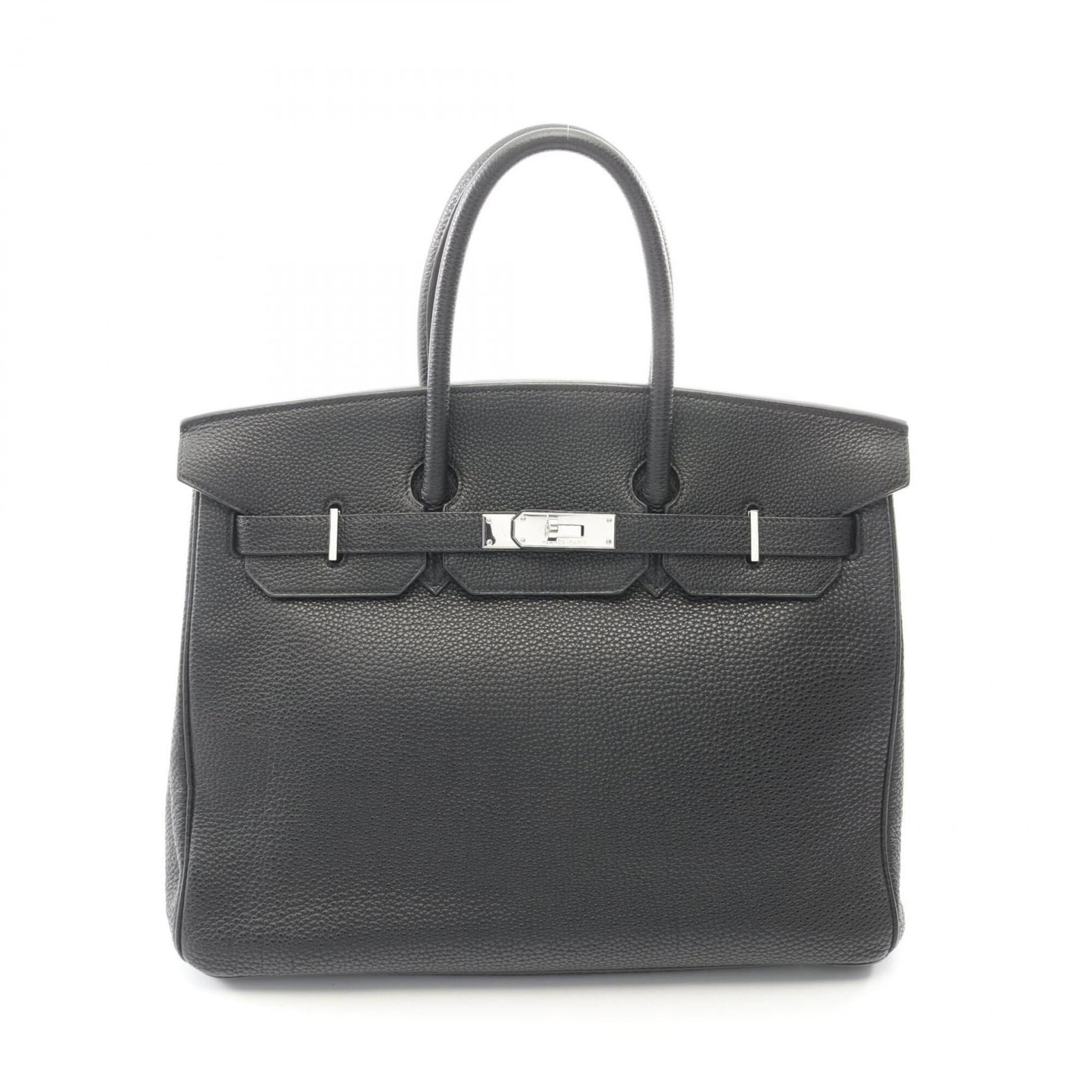 Handbag Leather Togo Hermes: Handbag Leather Togo Hermes Black Togo leather handbag from Hermes, measuring 28cm x 35cm x 18cm. This classic design showcases the signature style and craftsmanship of the French luxury brand. The