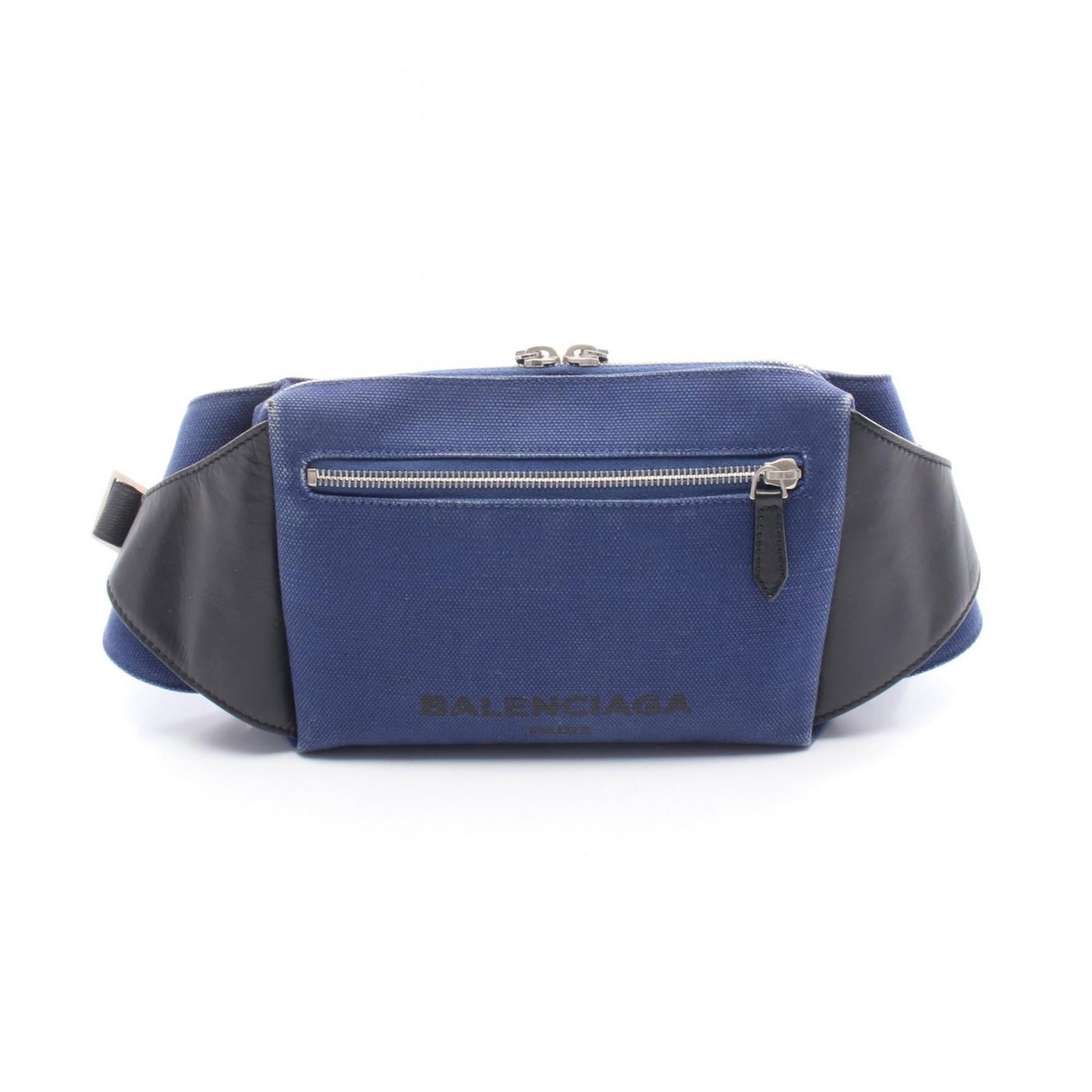 Canvas fanny pack leather from Balenciaga: Canvas fanny pack leather from Balenciaga Canvas and leather fanny pack from Balenciaga, available in black and navy. Measuring 16cm x 22cm x 5cm, this stylish accessory combines canvas and leather ma