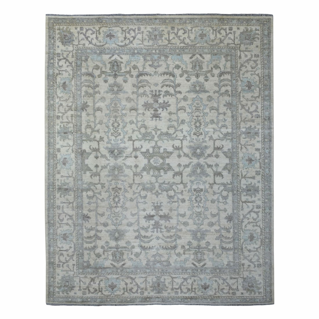 8'1"x10' Ivory Afghan Angora Oushak Hand Knotted Pure Wool Oriental Rug: 8'1"x10' Ivory Afghan Angora Oushak Hand Knotted Pure Wool Oriental Rug This stunning 8'1"x10' Ivory Afghan Angora Oushak Hand Knotted Pure Wool Oriental Rug boasts an exquisite ivory color and