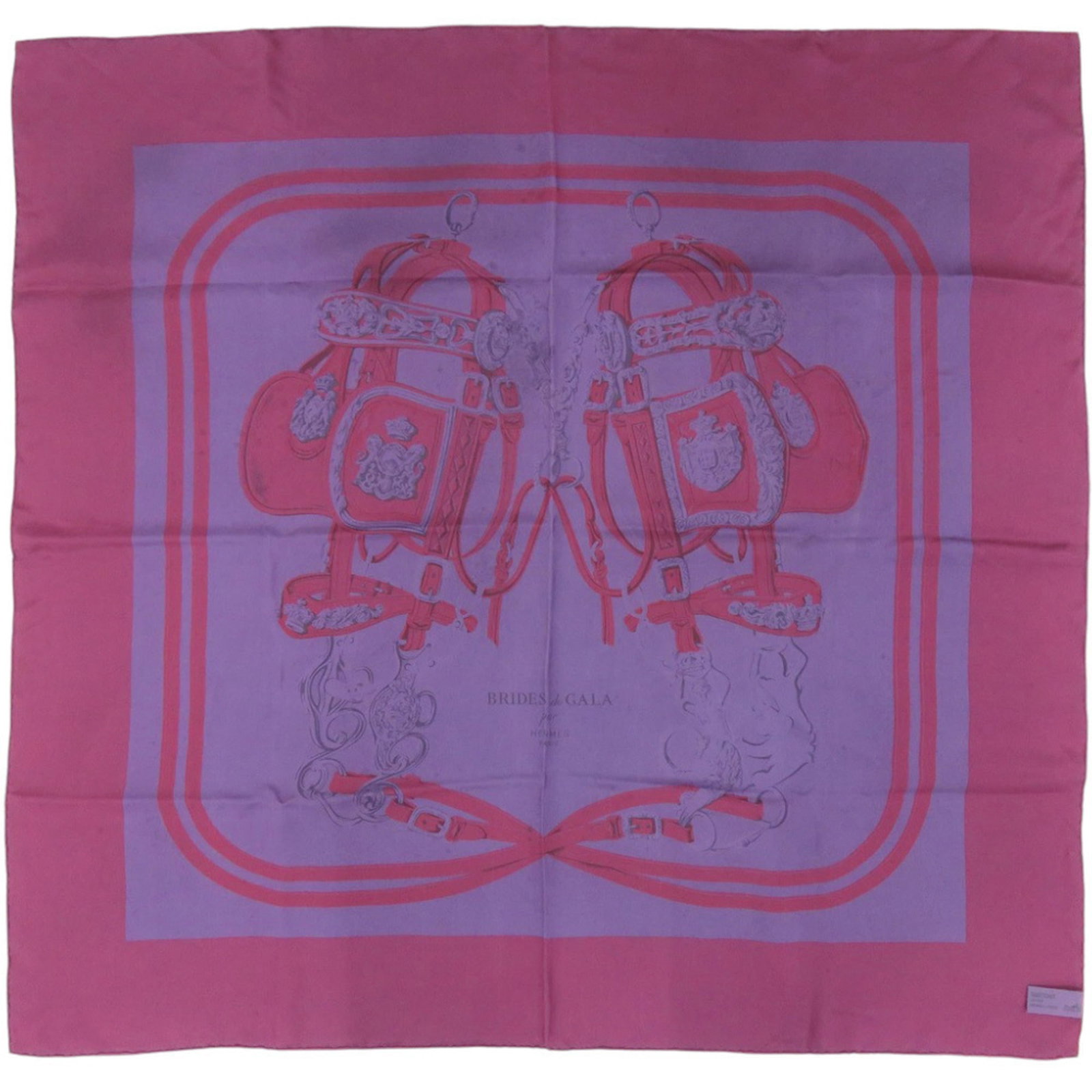 Silk by Hermes: Silk by Hermes Silk by Hermes, a stunning purple scarf from the renowned French fashion house. Measuring 88cm x 88cm, this luxurious silk scarf boasts exceptional craftsmanship and attention to detail