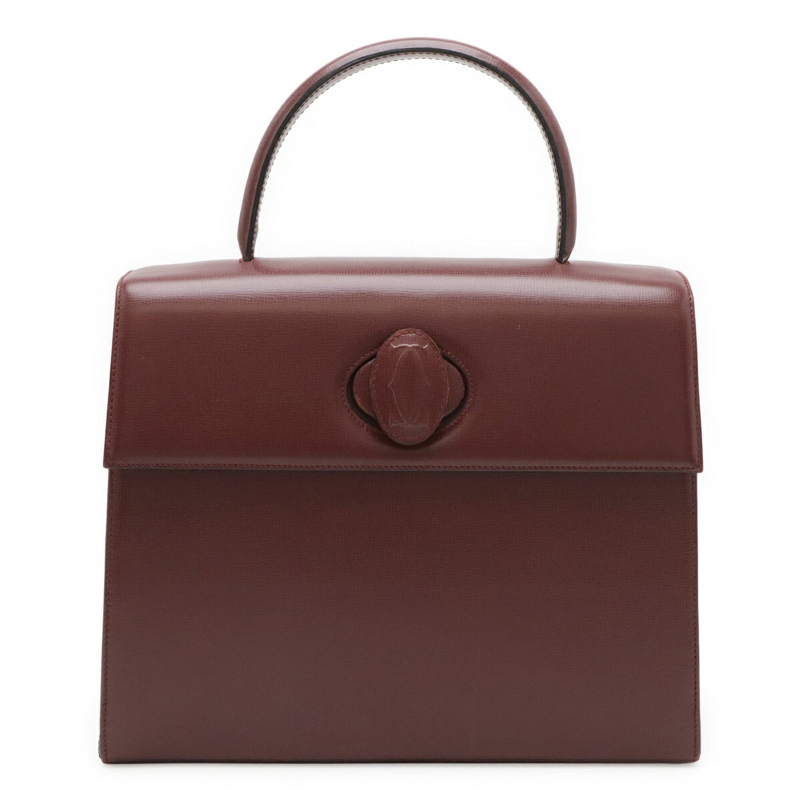 Cartier Handbag Leather: Cartier Handbag Leather Cartier Handbag Leather features rich Bordeaux-colored calfskin, carefully crafted into a timeless design. Weighing in at 620g, this luxurious leather handbag measures 22.5cm