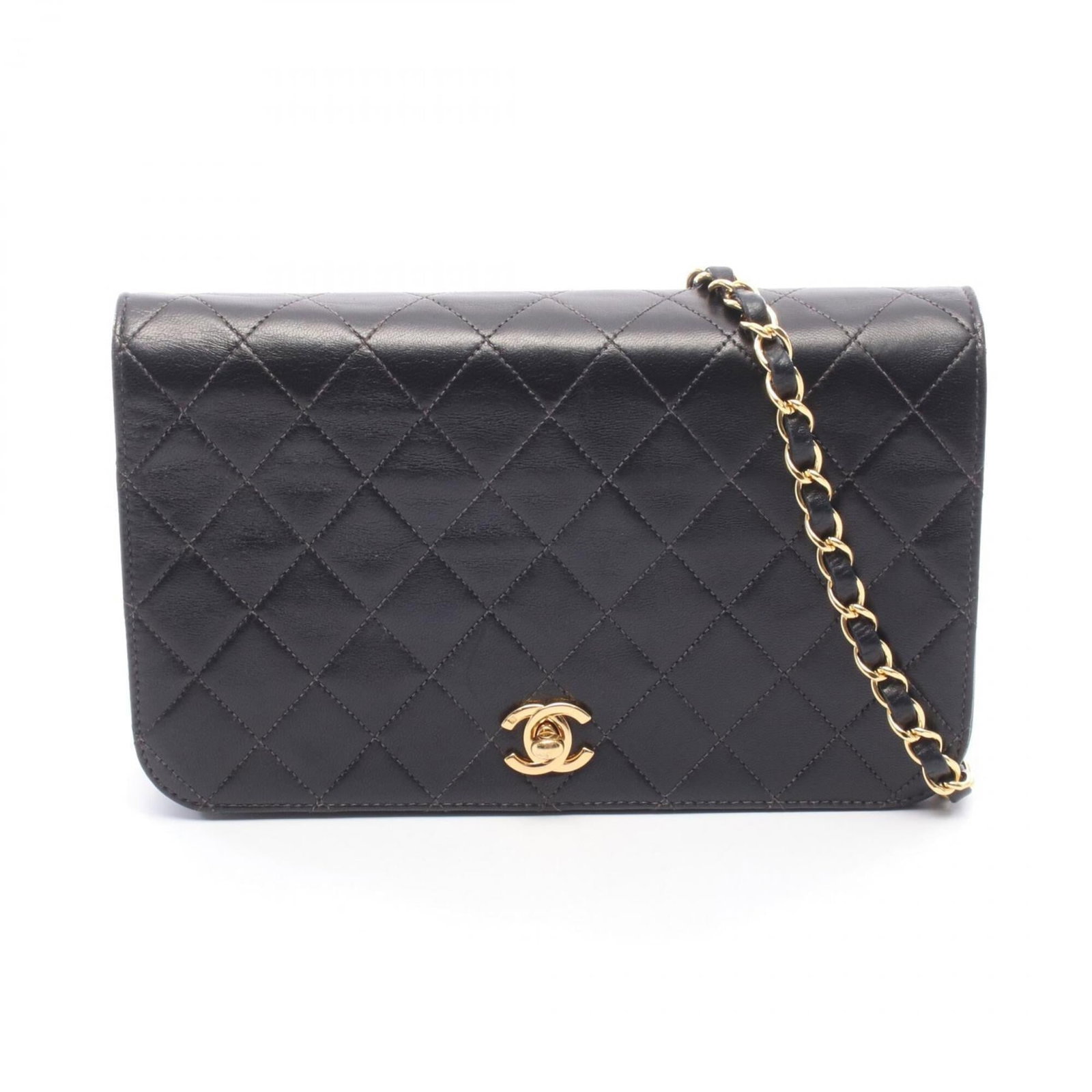 Handbag Shoulder Leather Bag Chanel: Handbag Shoulder Leather Bag Chanel Black lambskin leather shoulder bag from Chanel, featuring gold hardware and classic design. This stylish handbag measures 14cm x 23cm x 6cm and is made from