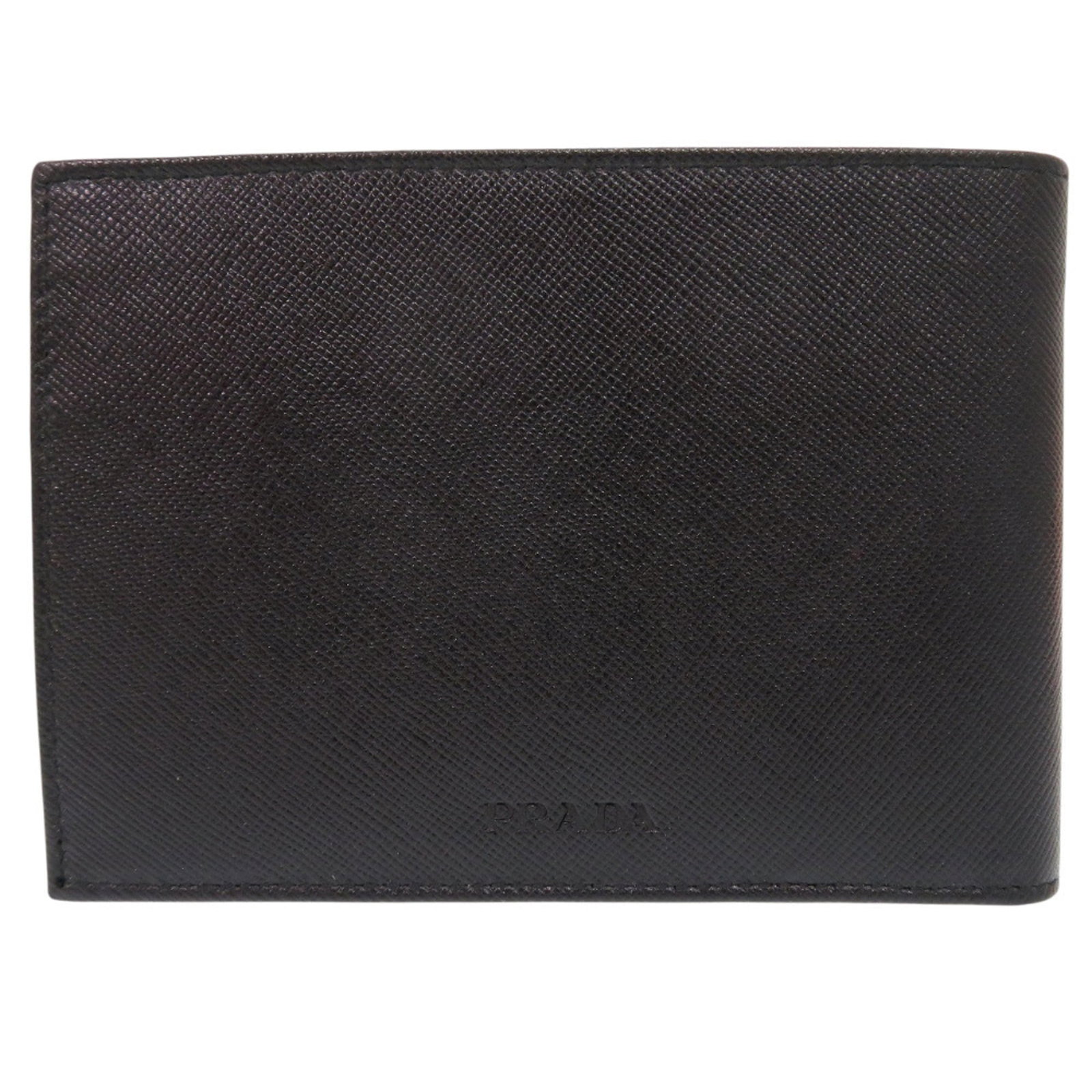 Prada Wallet (Bi-Fold) Leather: Prada Wallet (Bi-Fold) Leather Saffiano leather construction provides durability and sophistication to this black bi-fold wallet from Prada. Measuring 9.5cm x 13cm x 2cm, it offers a sleek and