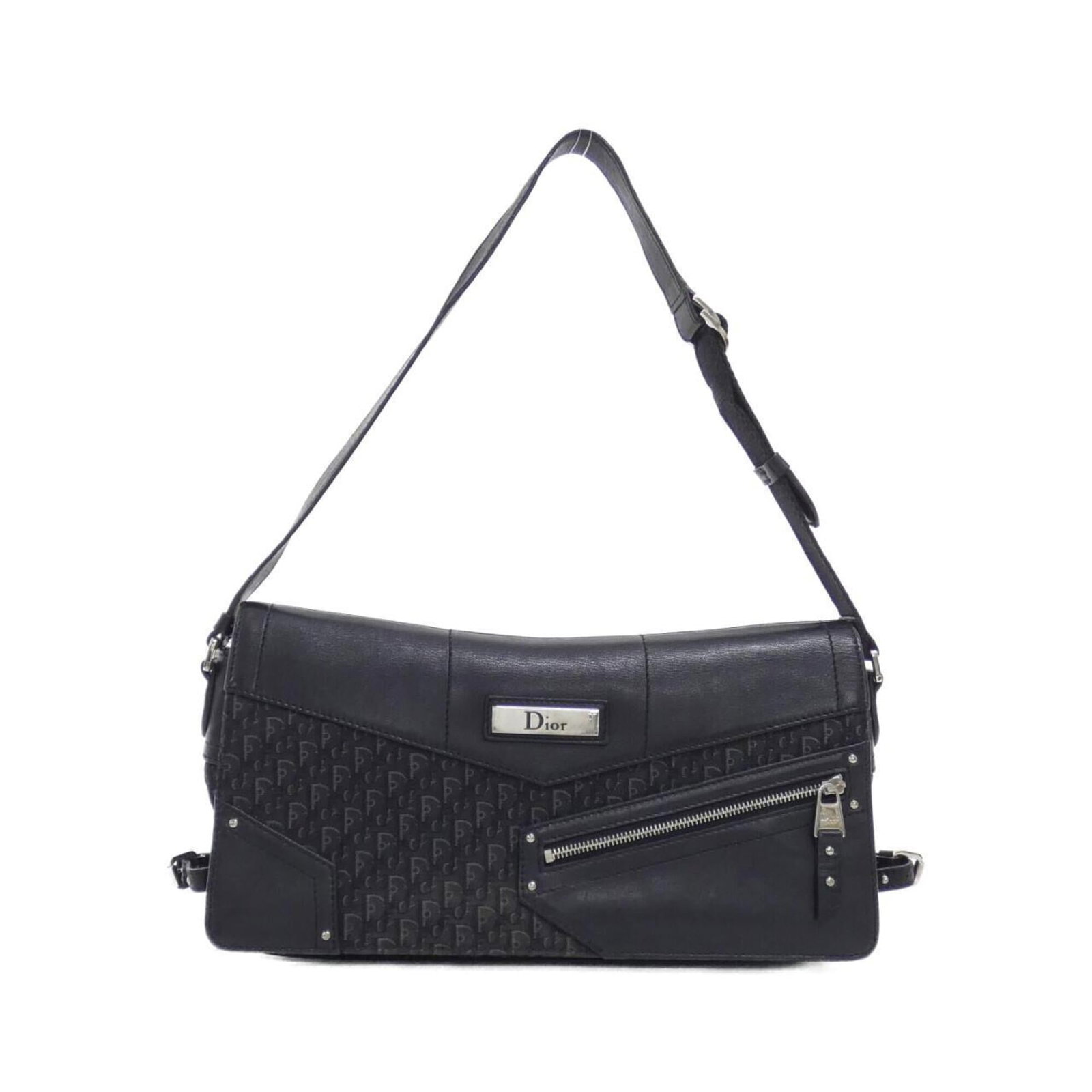 Christian Dior Shoulder Bag Canvas Leather: Christian Dior Shoulder Bag Canvas Leather Canvas and leather combine in sleek, modern design. The black color provides a timeless backdrop for everyday use. Measuring 16cm x 29cm x 6cm, this