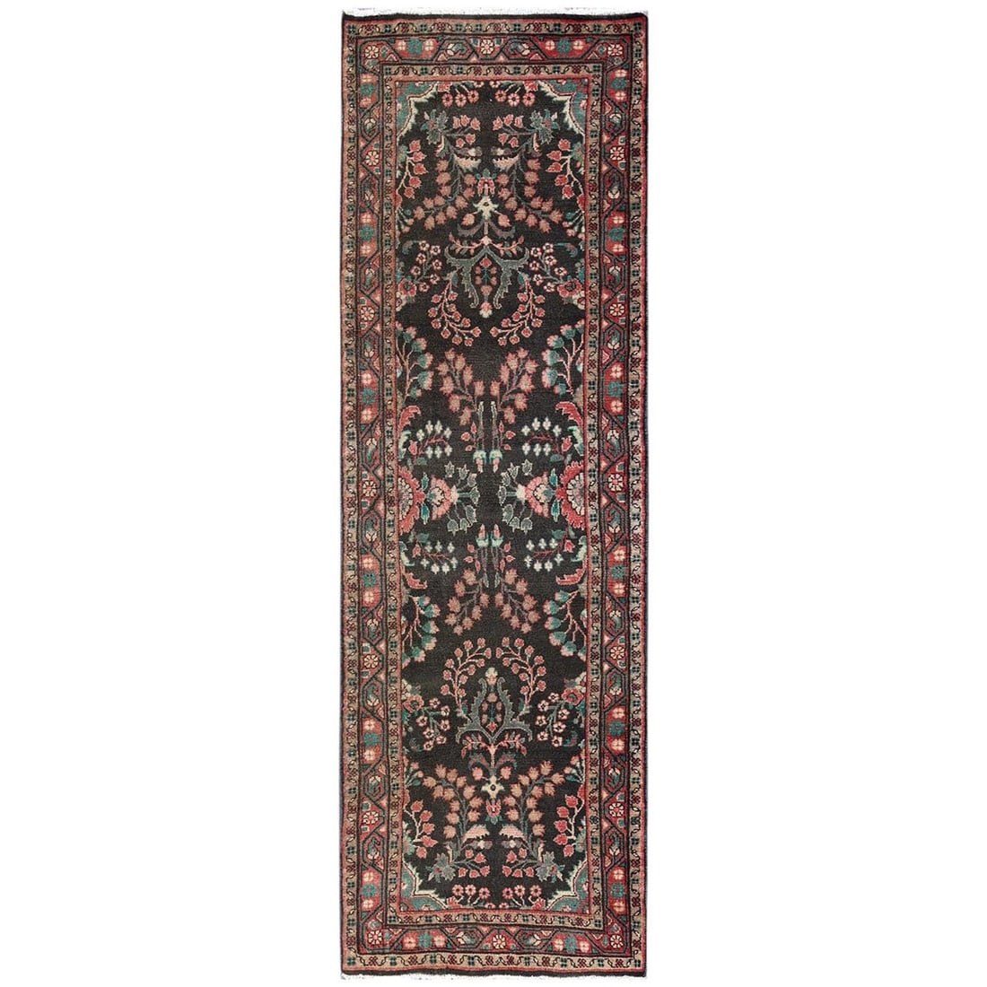 2'10"x9'9" Umber Brown Vintage Zoroastrian Wool Hand Knotted Runner Rug: 2'10"x9'9" Umber Brown Vintage Zoroastrian Wool Hand Knotted Runner Rug This stunning vintage Zoroastrian wool hand-knotted runner rug boasts an all-over regional design in rich, earthy tones.