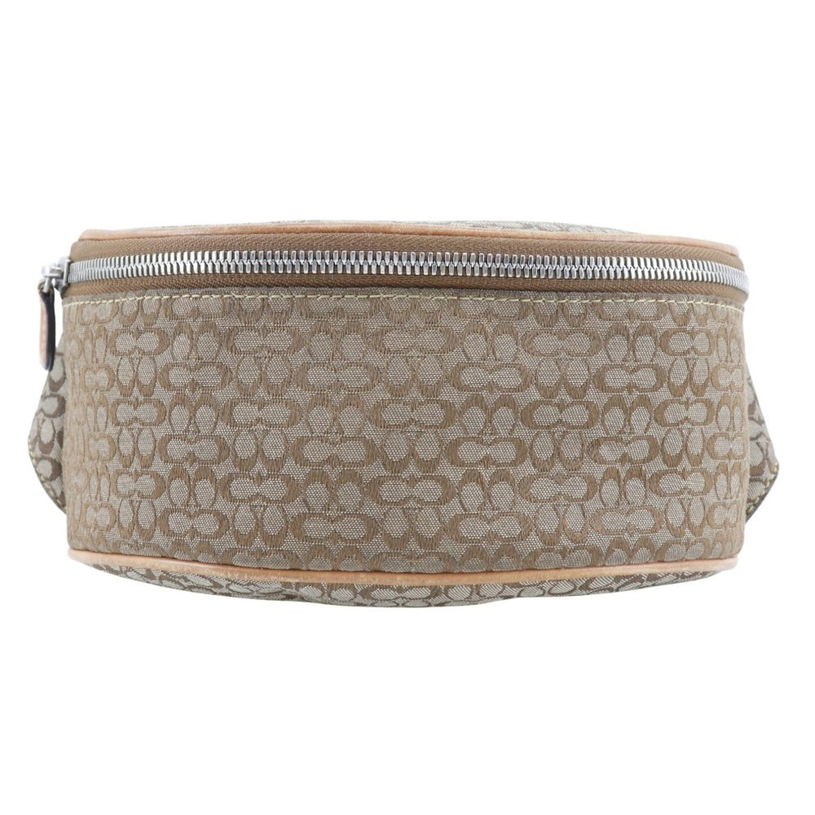 Fanny Pack Canvas Coach: Fanny Pack Canvas Coach Canvas Coach fanny pack in brown, measuring 9cm x 20cm x 7cm. Made from canvas material, this women's accessory has a simple design with no additional accessories. The item bea