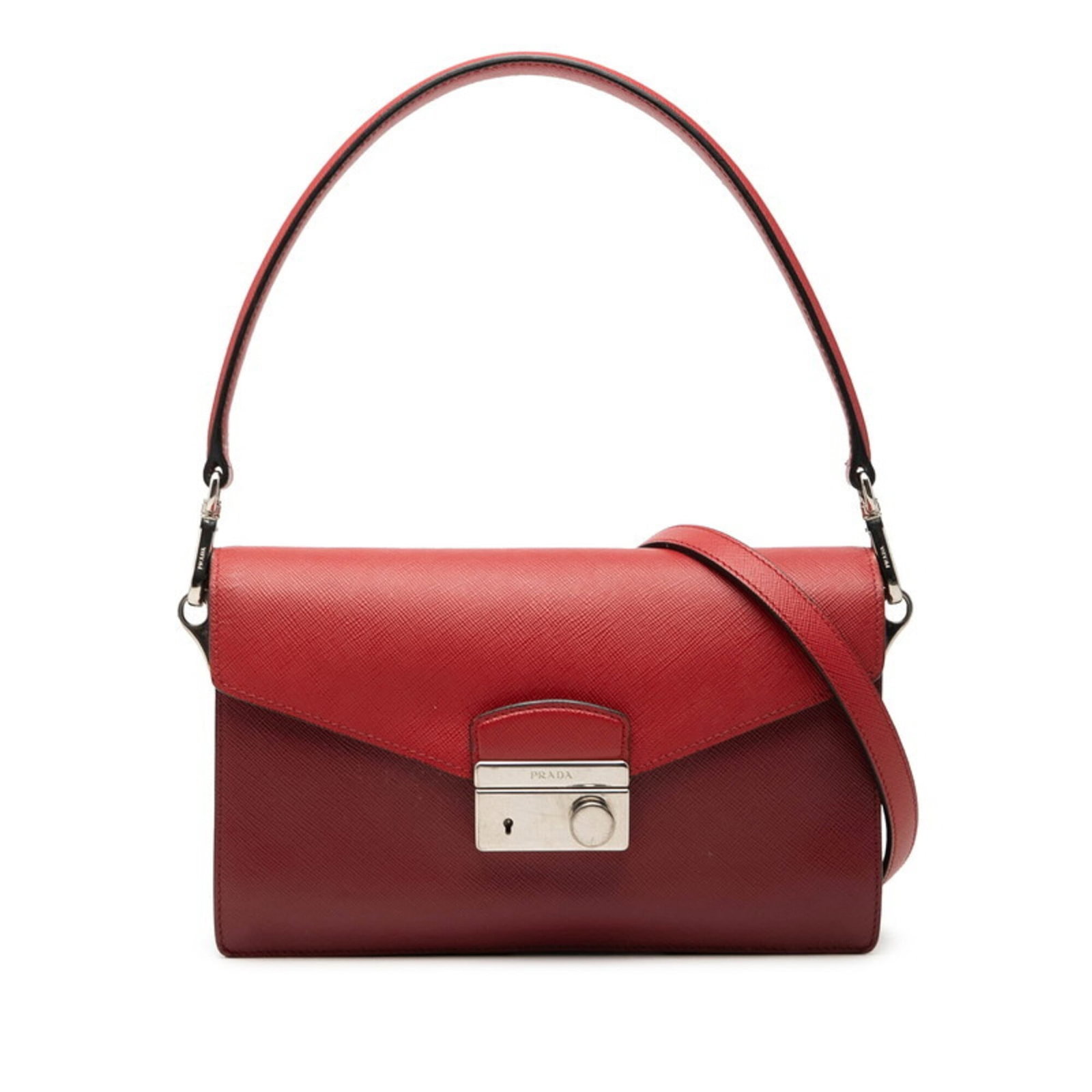 Prada Handbag Shoulder Bag Leather: Prada Handbag Shoulder Bag Leather Red Prada Leather Shoulder Bag, 15cm x 24cm x 5cm. This handbag features high-quality leather construction and a classic design. The bold red color adds a touch of