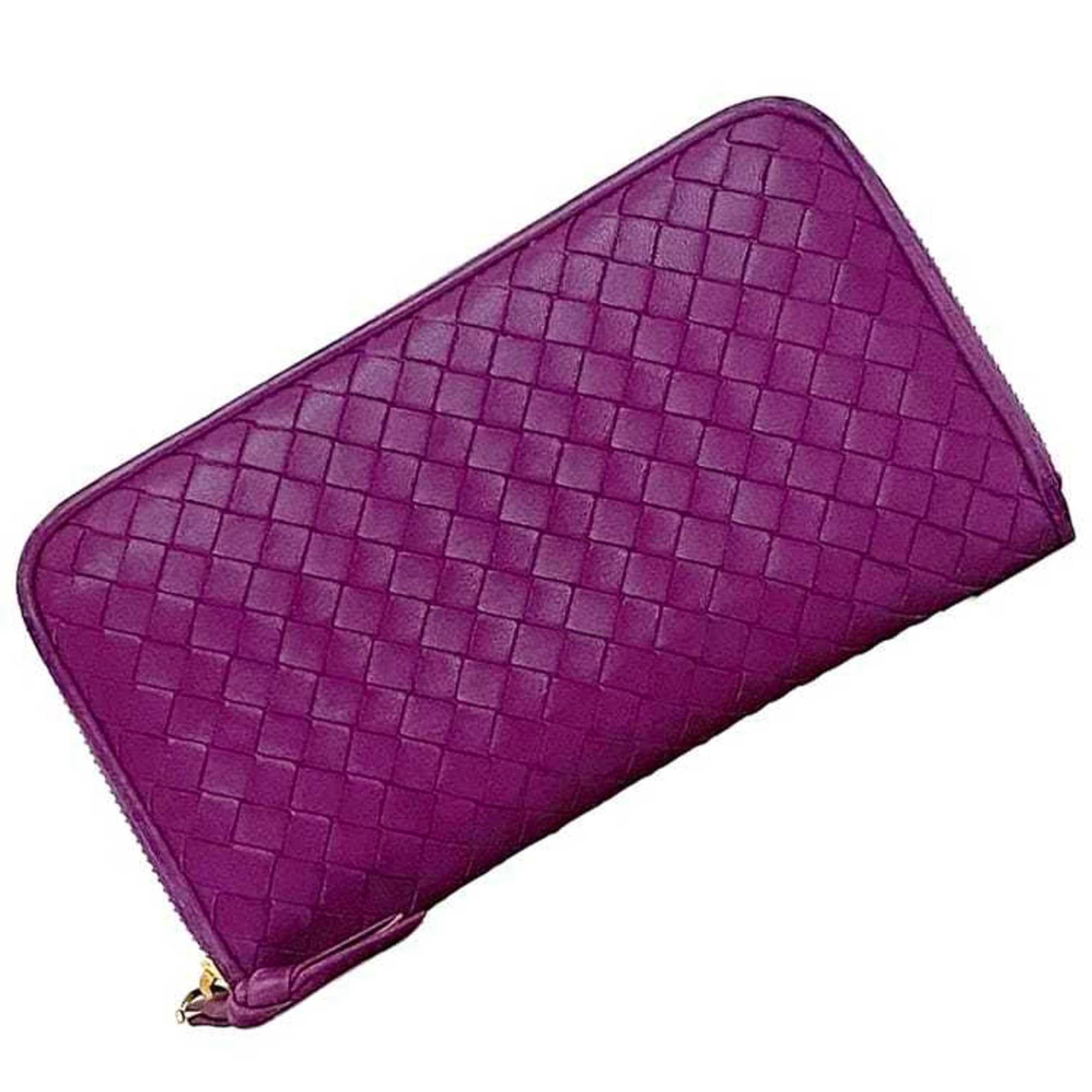 Bottega Veneta Long Wallet (Bi-Fold) Leather: Bottega Veneta Long Wallet (Bi-Fold) Leather Bottega Veneta's bi-fold long wallet features rich purple leather, measuring 10.5cm x 19cm x 2.5cm. This elegant accessory comes in a sturdy box, making
