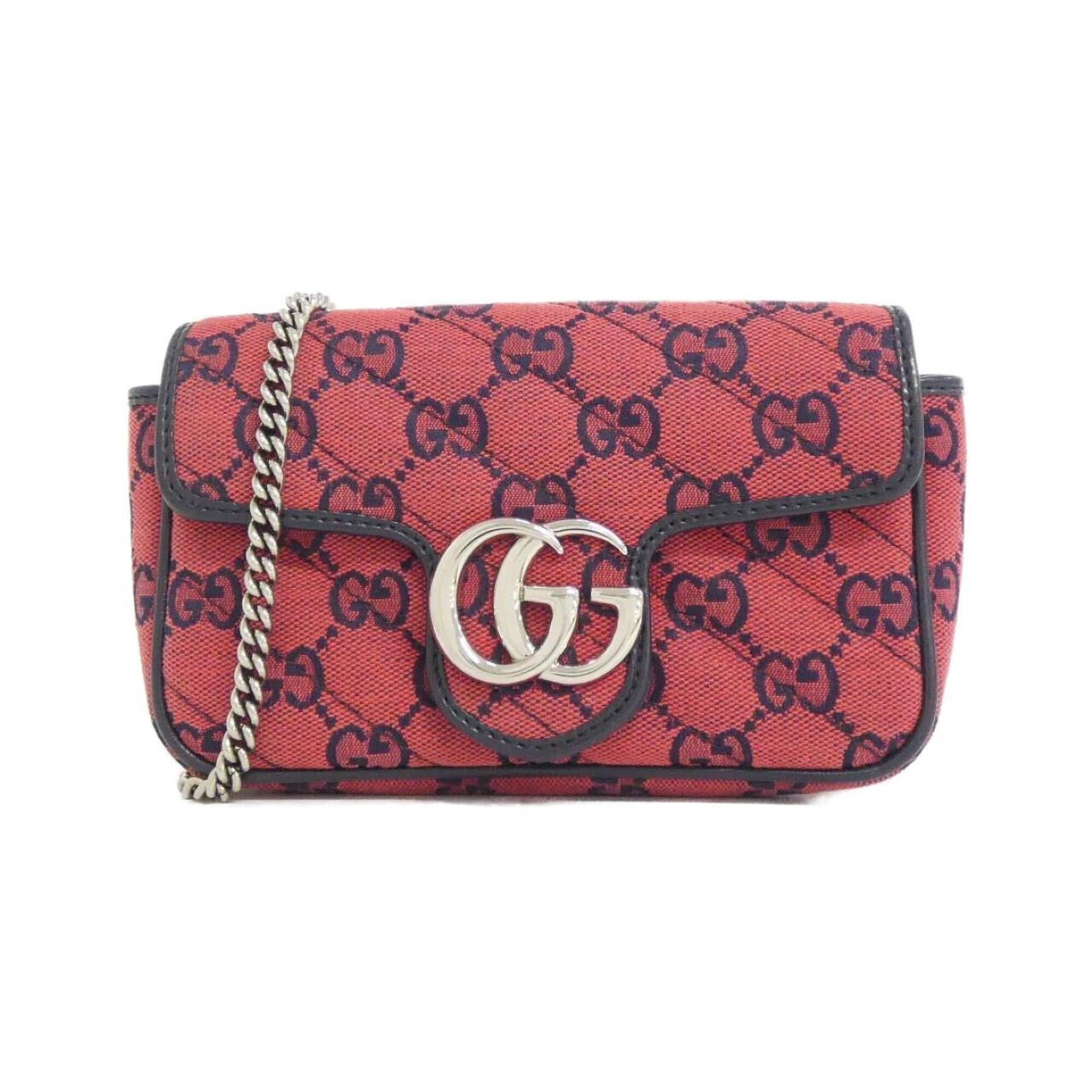 Gucci Shoulder Bag Gg Canvas: Gucci Shoulder Bag Gg Canvas Blue and red GG canvas, silver hardware, and a sleek design make this Gucci shoulder bag a stylish accessory. Measuring 11cm x 17cm x 5cm, it's the perfect size for