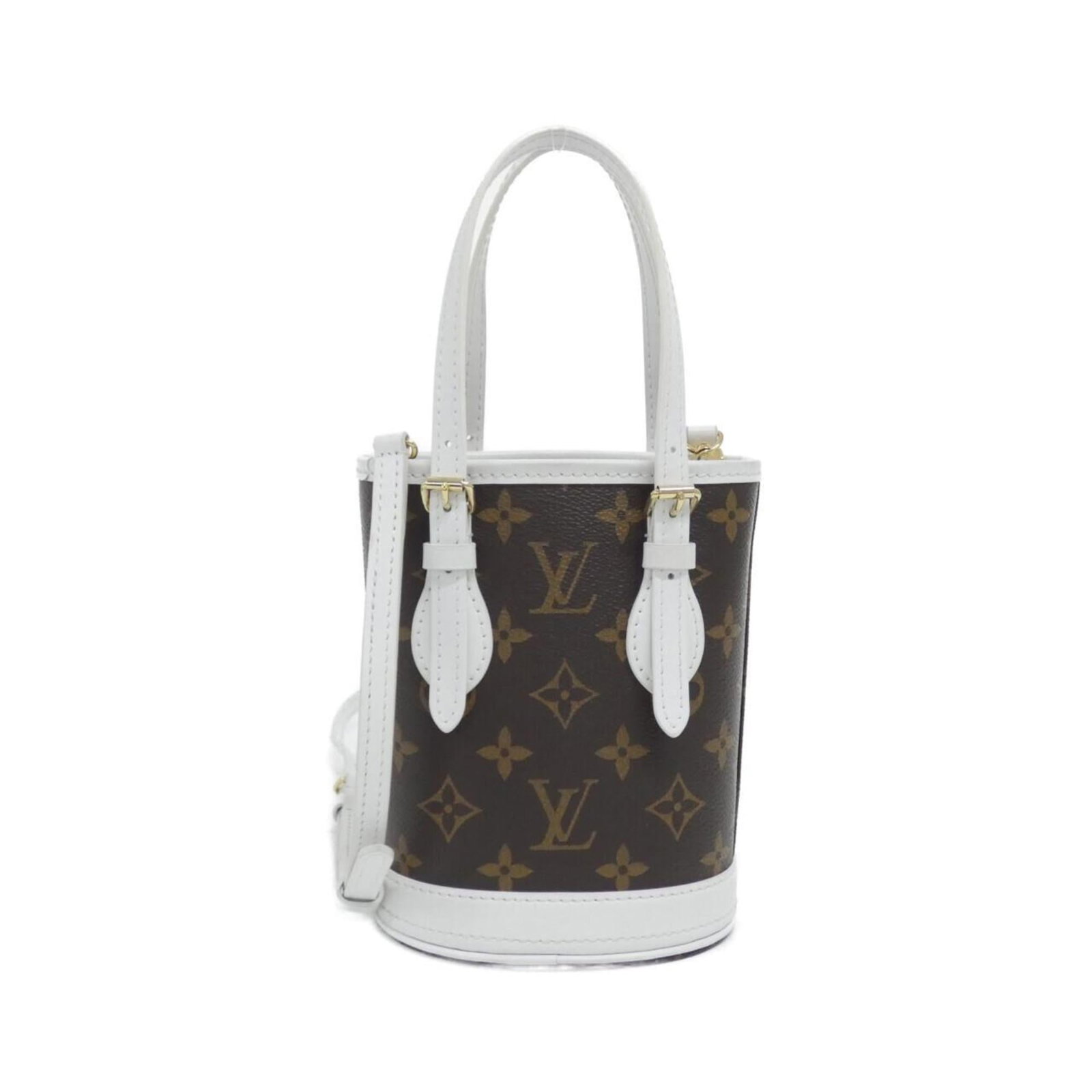 Handbag Monogram Leather Louis Vuitton: Handbag Monogram Leather Louis Vuitton Monogrammed leather Louis Vuitton handbag with classic design, featuring calf leather construction and a signature monogram pattern in Blanc and Marron colors.