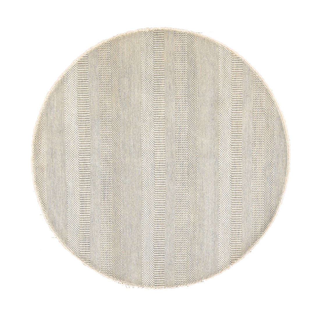 6'x6' Gray Modern Grass Design Tone on Tone Wool & Silk Hand Knotted Round: 6'x6' Gray Modern Grass Design Tone on Tone Wool & Silk Hand Knotted Round This stunning 6'x6' gray modern grass design tone on tone wool & silk hand knotted round rug boasts a sleek, sophisticated