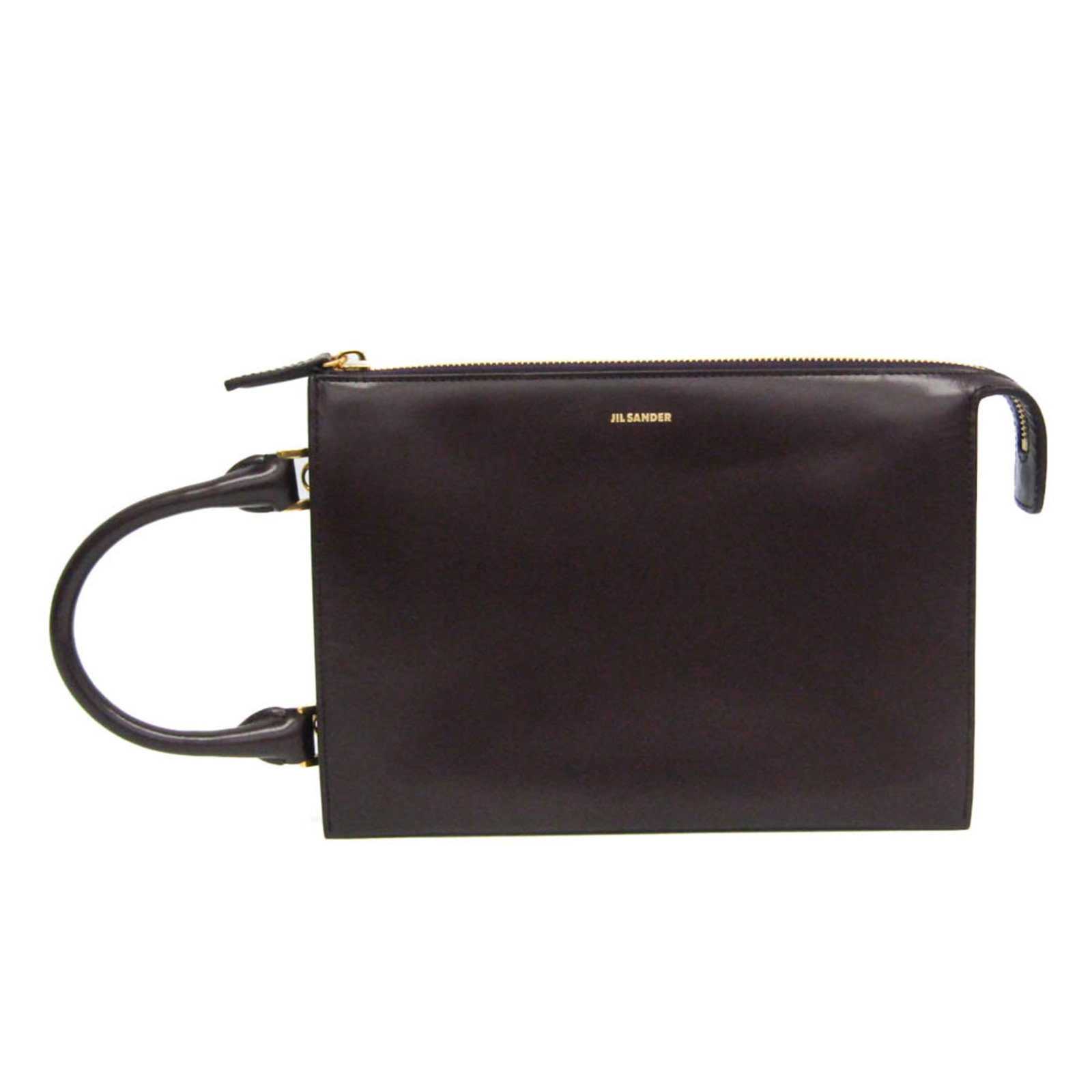 Handbag Leather Jil Sander Shoulder: Handbag Leather Jil Sander Shoulder Dark purple leather Jil Sander Tootie Bag shoulder bag with an open pocket and zipper closure. Measuring 17cm x 24cm x 4cm, it features a handle length of 25cm and