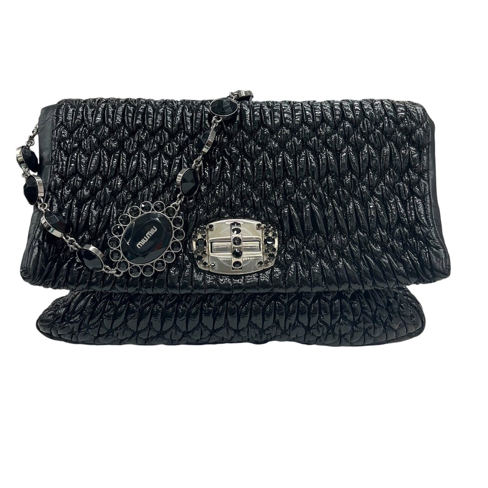 Patent leather clutch bag shoulder bag: Patent leather clutch bag shoulder bag Patent leather clutch bag shoulder bag in sleek black, featuring a turn lock closure and outer pocket for added convenience. This stylish accessory comes with a