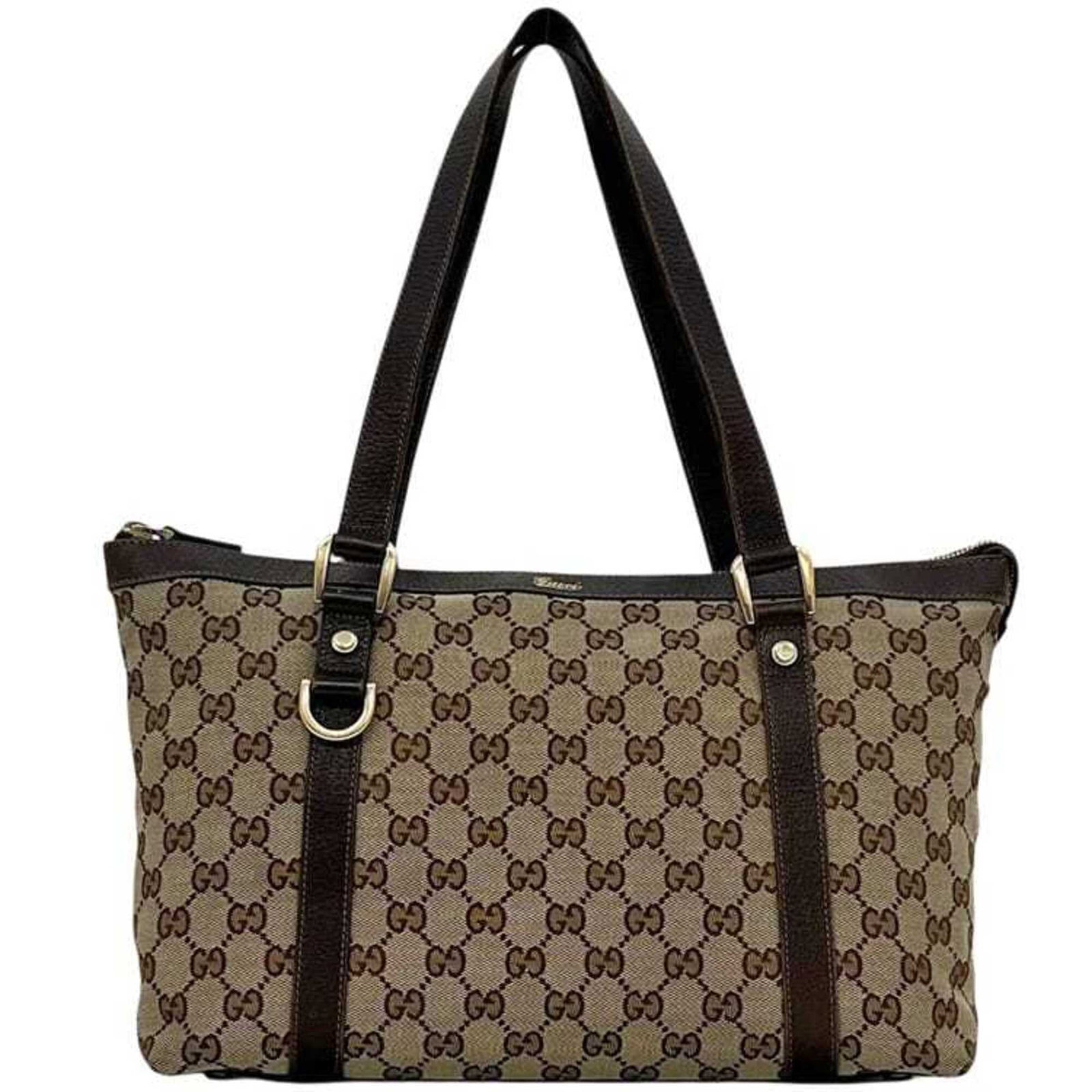 Gucci Tote Bag Canvas Leather: Gucci Tote Bag Canvas Leather GG canvas and leather combine in this classic Gucci tote bag, available in beige and brown. Measuring 21cm x 37cm x 12cm, it features a timeless design that pairs well wi