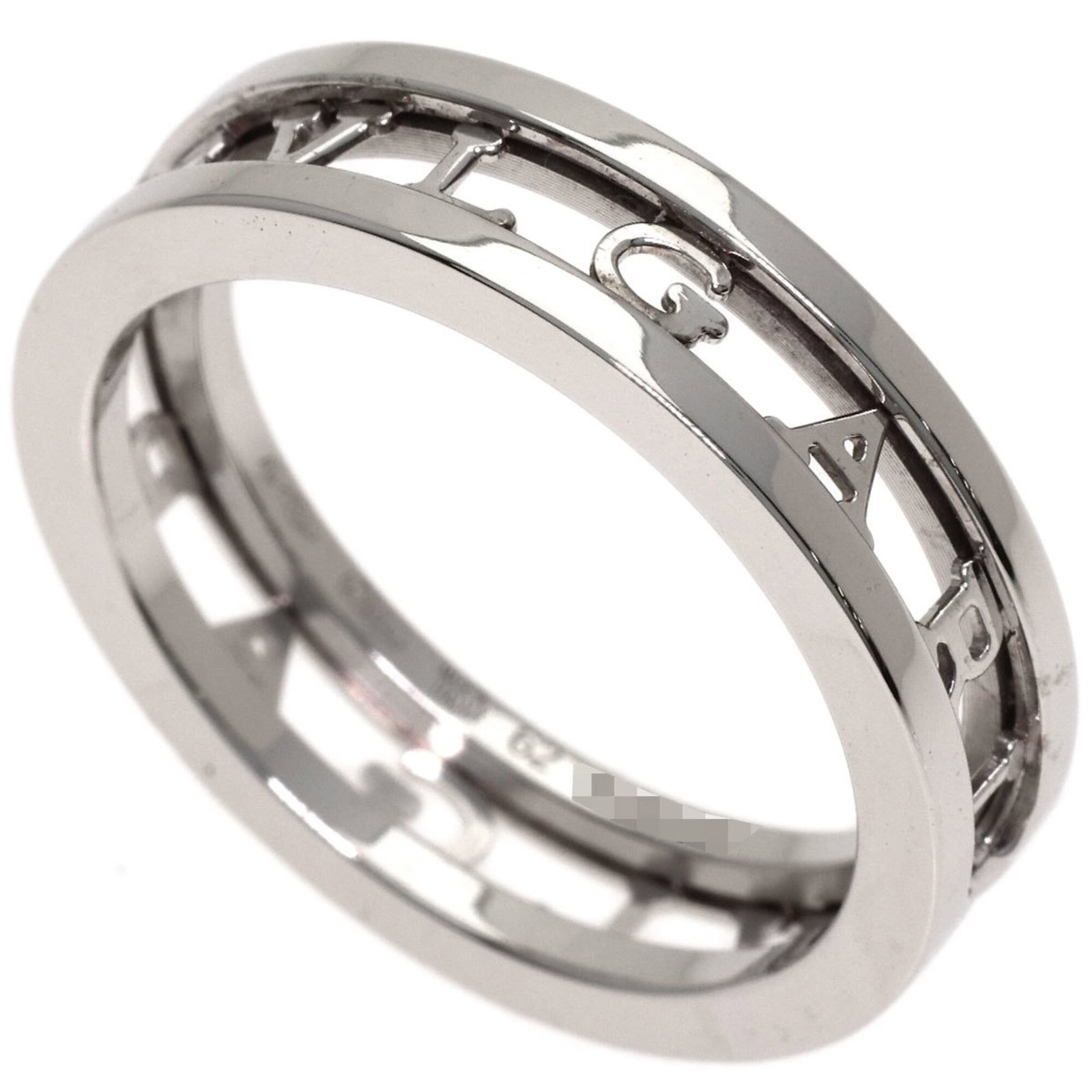 Bvlgari Band Ring White Gold (18K): Bvlgari Band Ring White Gold (18K) Bvlgari Band Ring White Gold (18K) - A sleek and sophisticated women's band ring crafted from high-quality white gold, available in a US size of 10.5. This elegant p