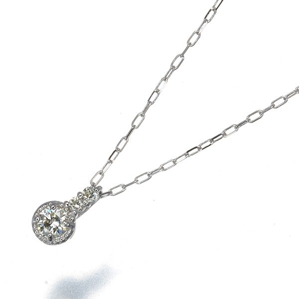 Diamond 0.08Ct Milgrain Necklace 18K 750 White Gold: Diamond 0.08Ct Milgrain Necklace 18K 750 White Gold 18k white gold necklace featuring a delicate diamond pendant with milgrain details, showcasing a total of 0.08ct of natural diamond. The 36-40cm