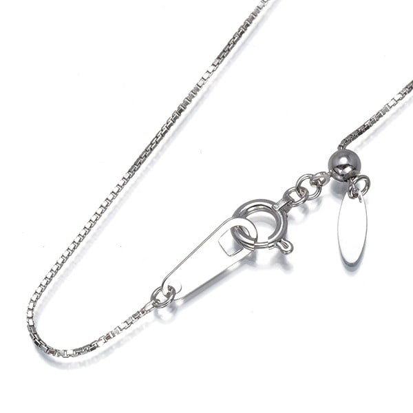 Box Chain Necklace 18K 750 White Gold: Box Chain Necklace 18K 750 White Gold 18k white gold chain necklace with adjustable length, perfect for those who appreciate understated elegance. This sleek design features a thin chain base metal an