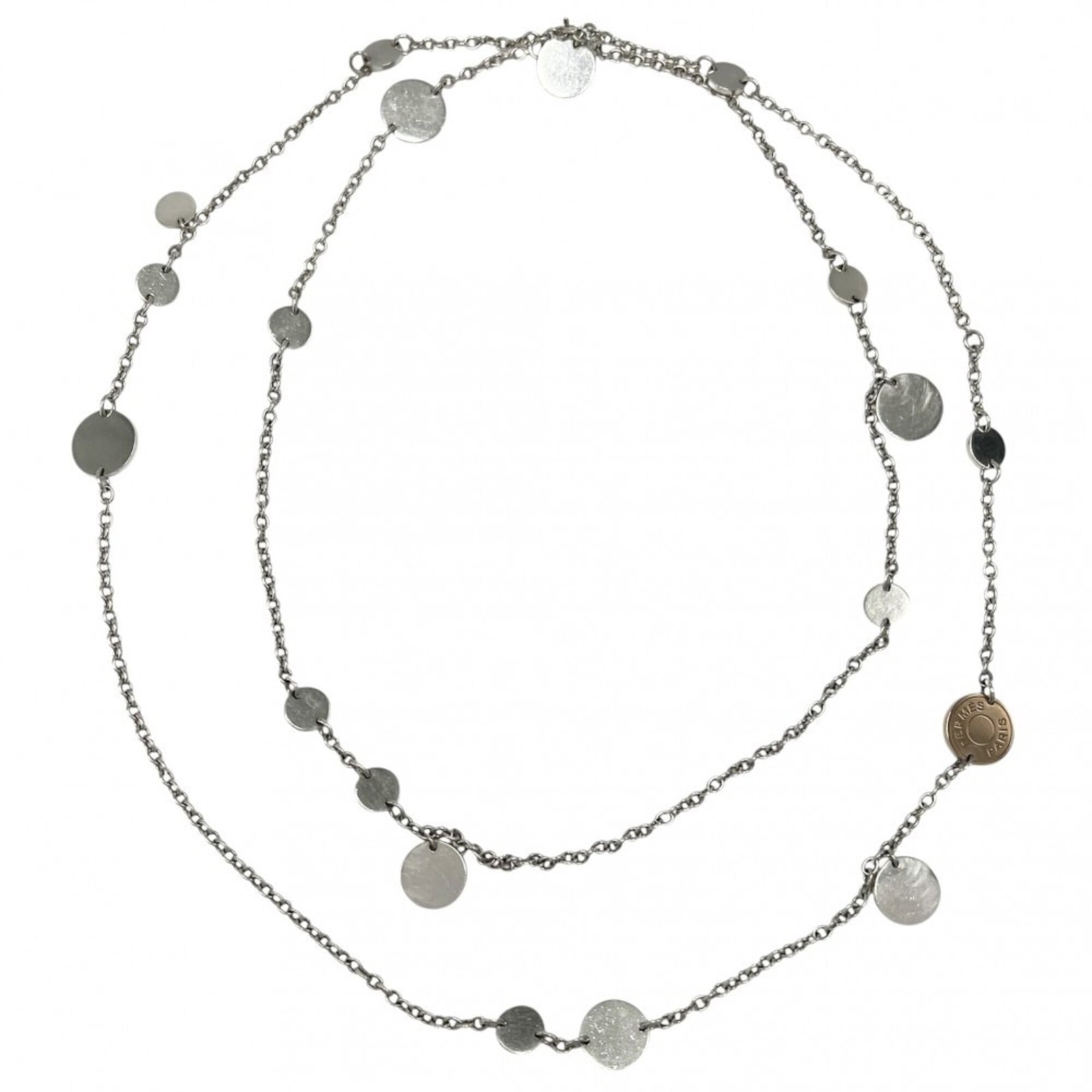Hermes Necklace For Women 24.2G Au750 Gold 18K Jewelry Sterling Silver Confetti Sellier Long: Hermes Necklace For Women 24.2G Au750 Gold 18K Jewelry Sterling Silver Confetti Sellier Long 18K Au750 Gold and Sterling Silver Confetti Sellier Long Hermes Necklace for Women features a unique combin
