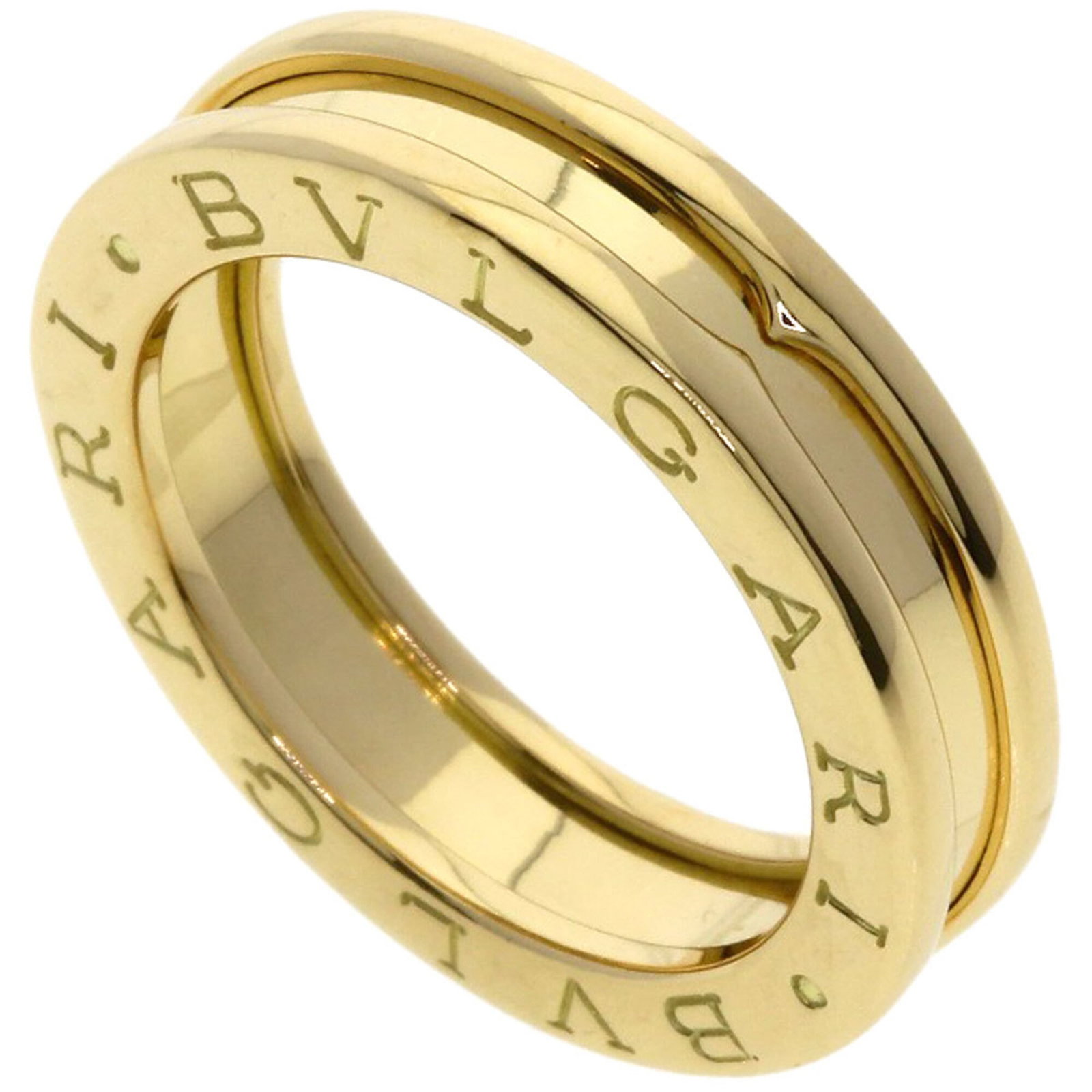 Bvlgari Band Ring Yellow Gold (18K): Bvlgari Band Ring Yellow Gold (18K) Yellow gold (18K) Bvlgari Band Ring for women, available in US size 5. This elegant band ring showcases the luxury of 18K yellow gold and bears a signature from the